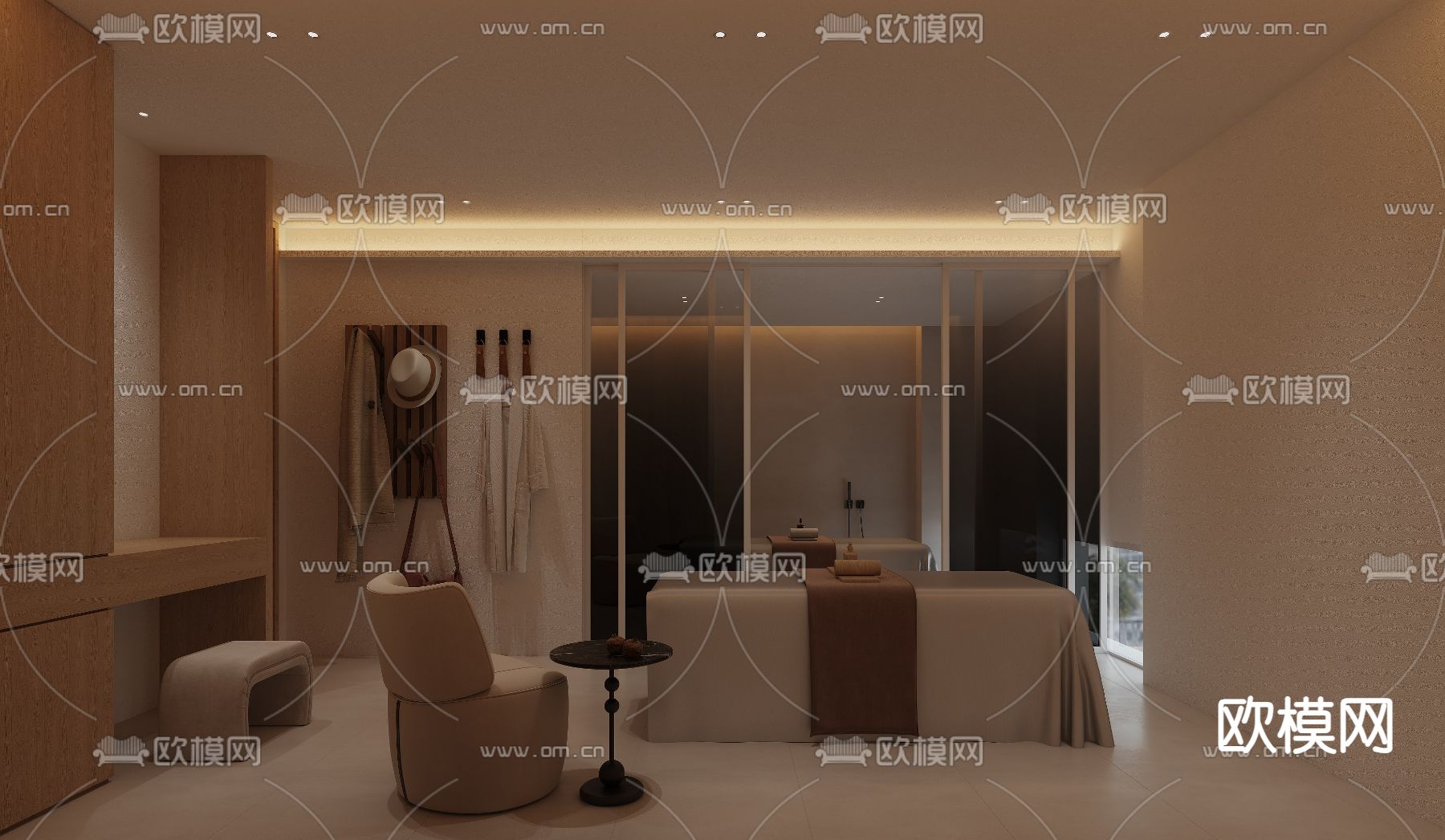 侘寂SPA 按摩房 美容房3d模型下载