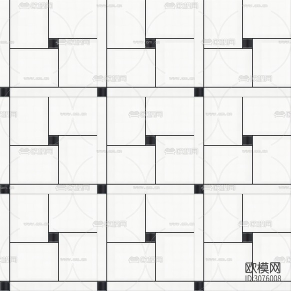 现代简约黑白拼花瓷砖 花砖贴图下载