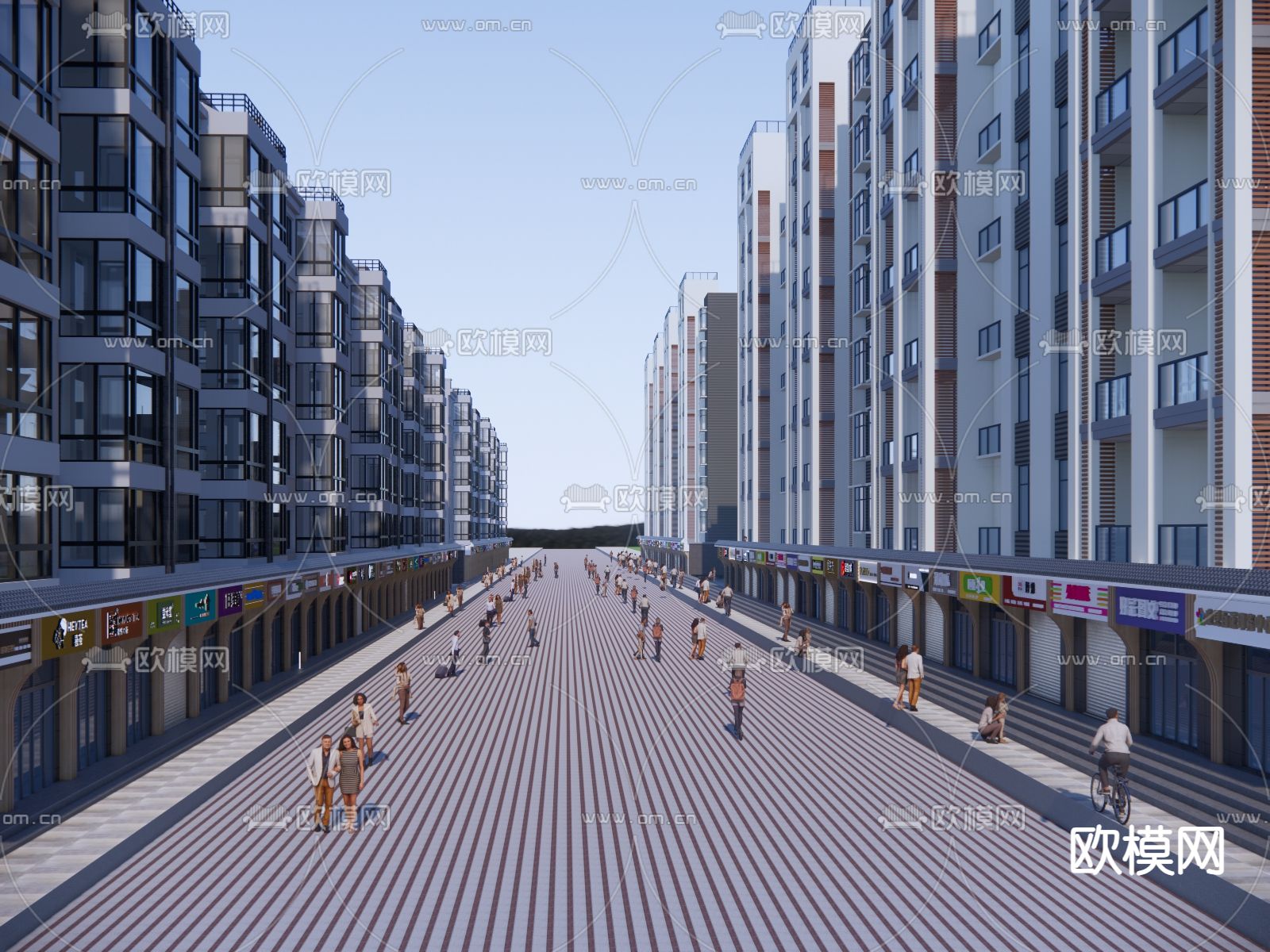 商业街su模型下载（渲染图4）