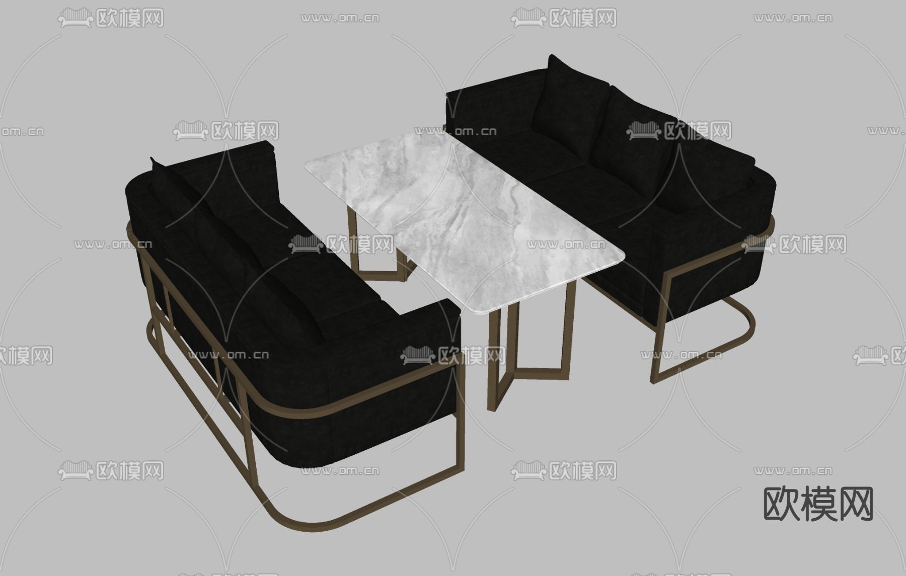 多人沙发su模型下载（渲染图1）