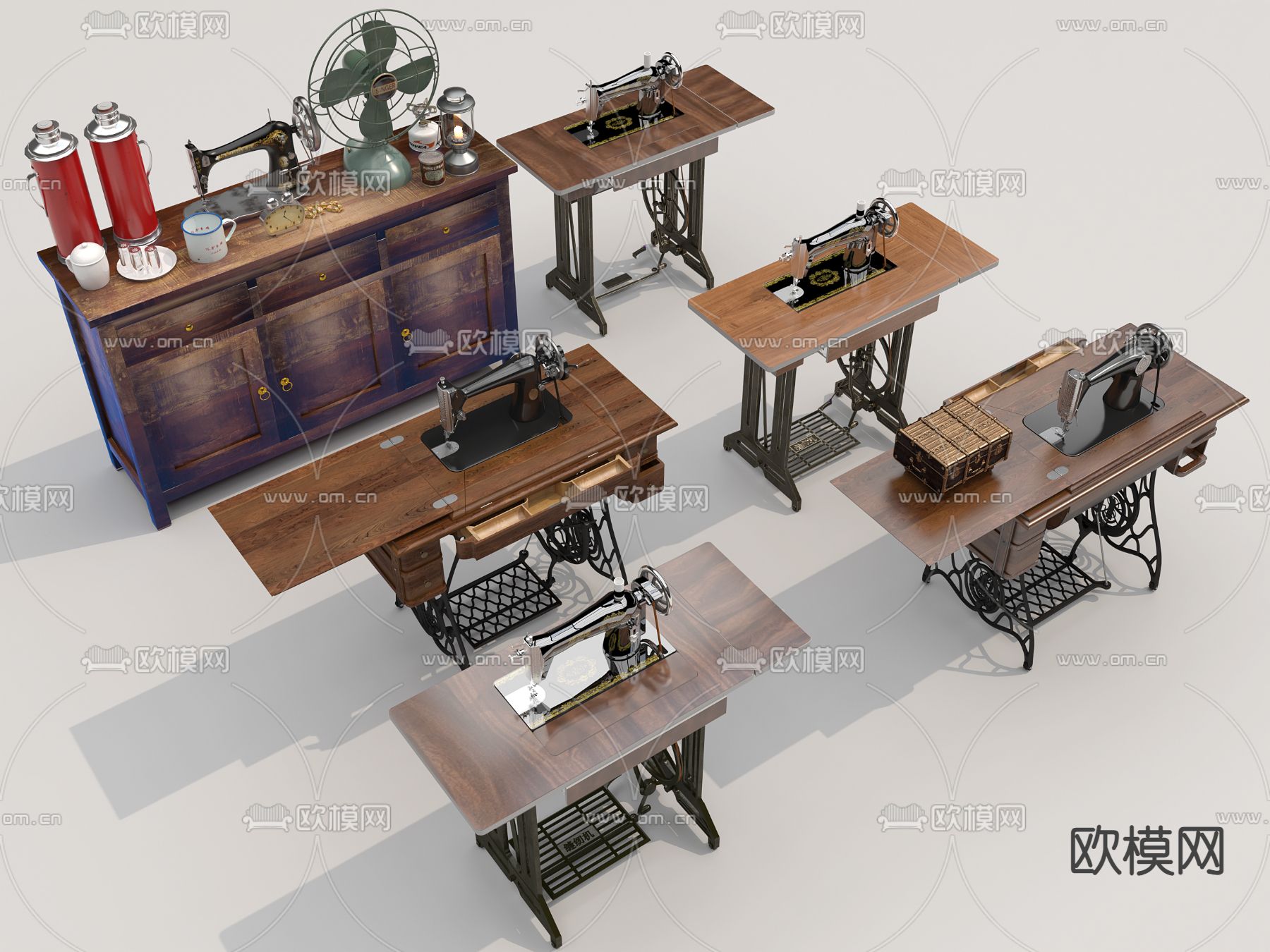 民国风缝纫机3d模型下载