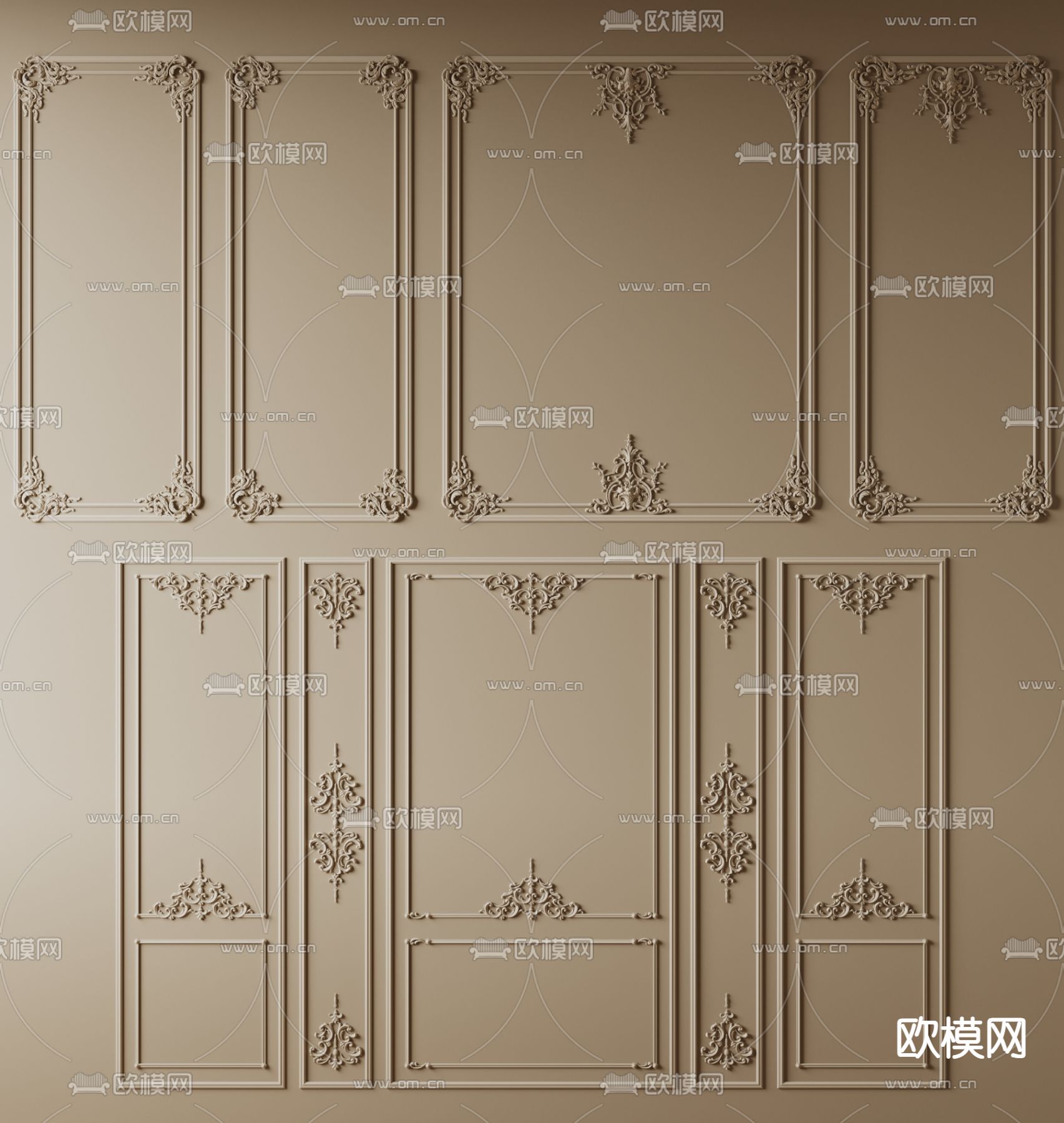 法式雕花线条 石膏线 角线3d模型下载