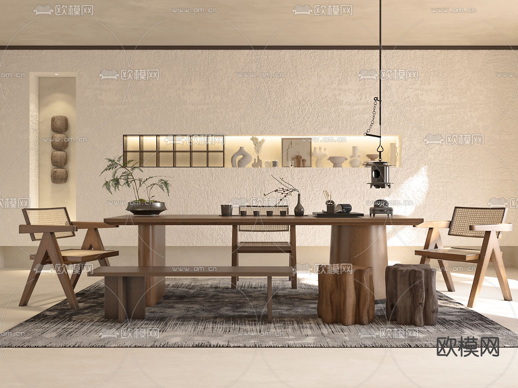 侘寂风茶桌 茶台3d模型下载