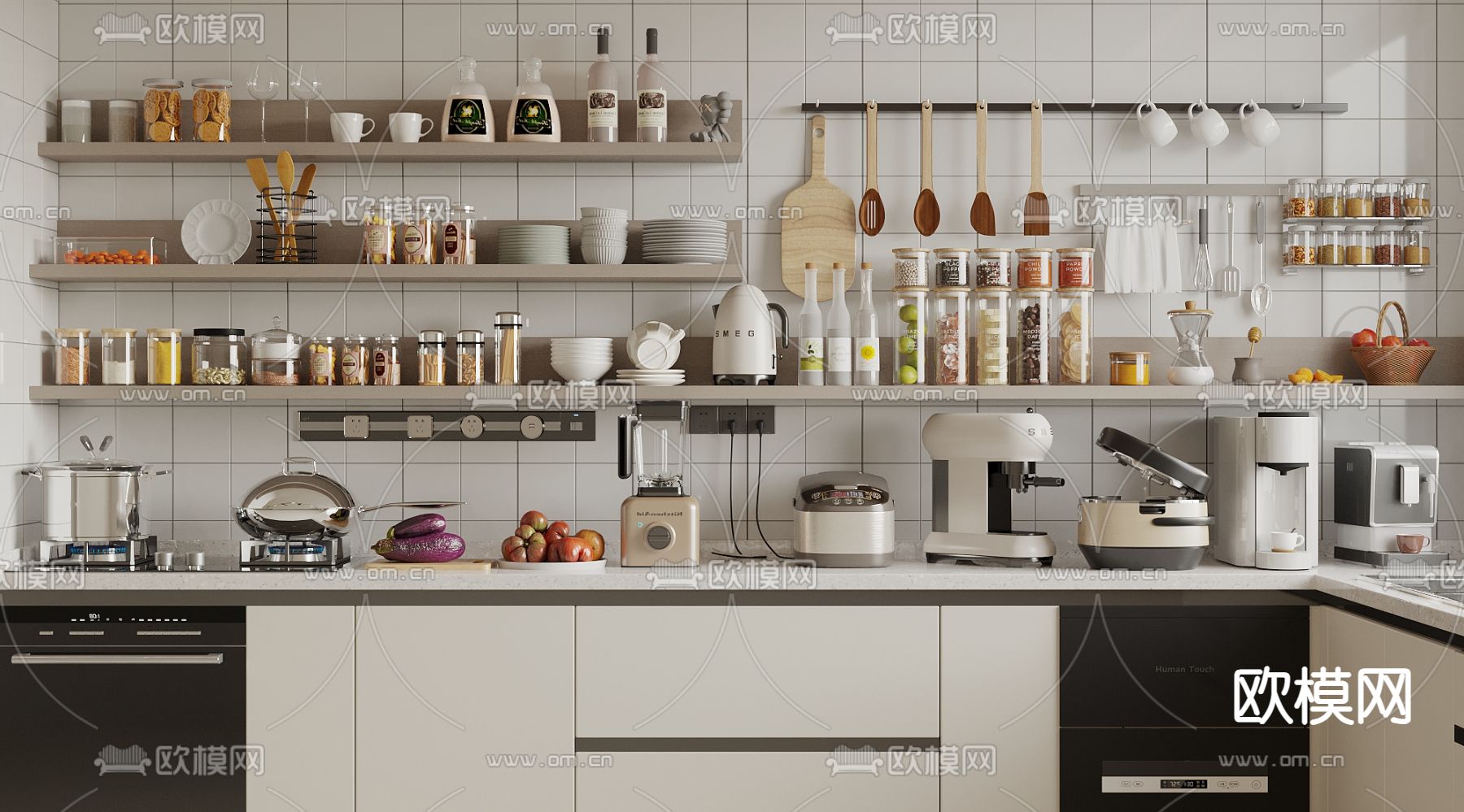 厨房用品 厨房电器 厨房器具 调味品3d模型下载