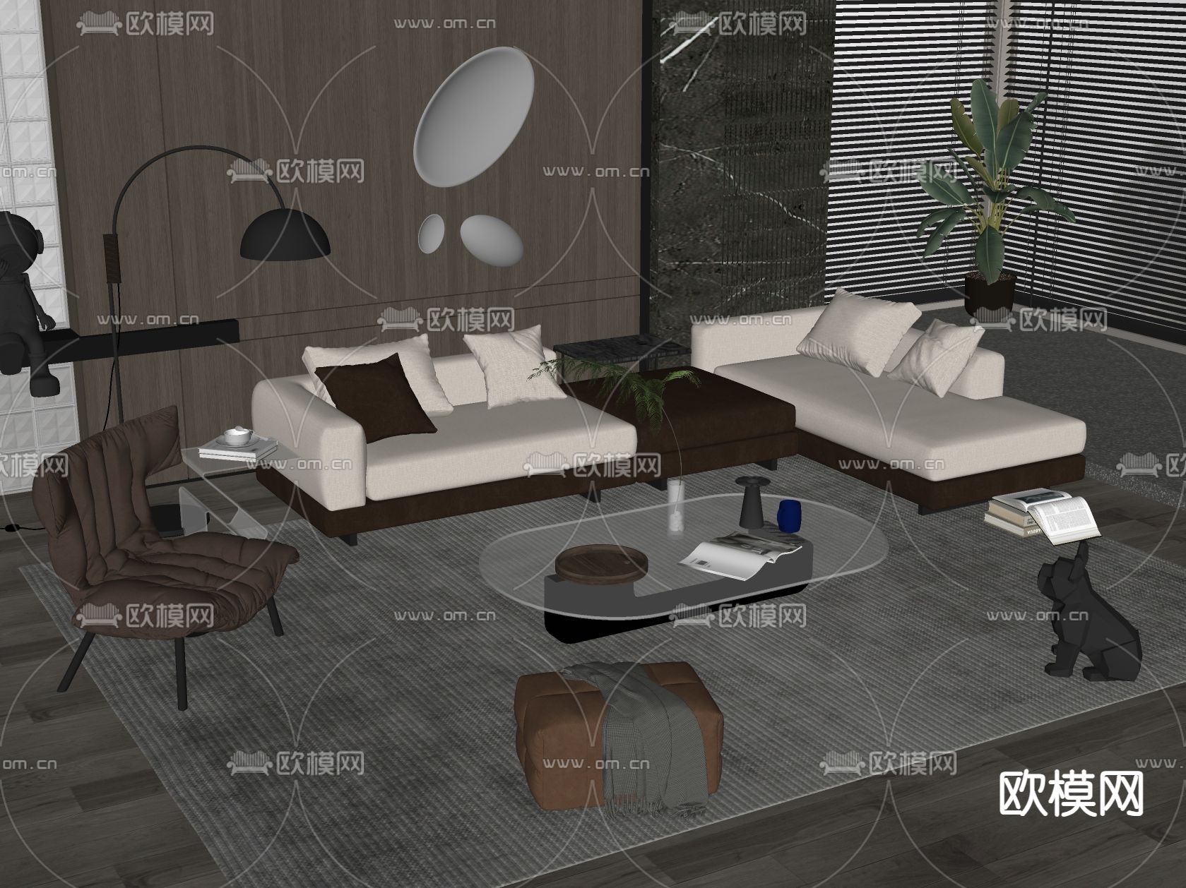 Minotti 组合沙发su模型下载（渲染图1）