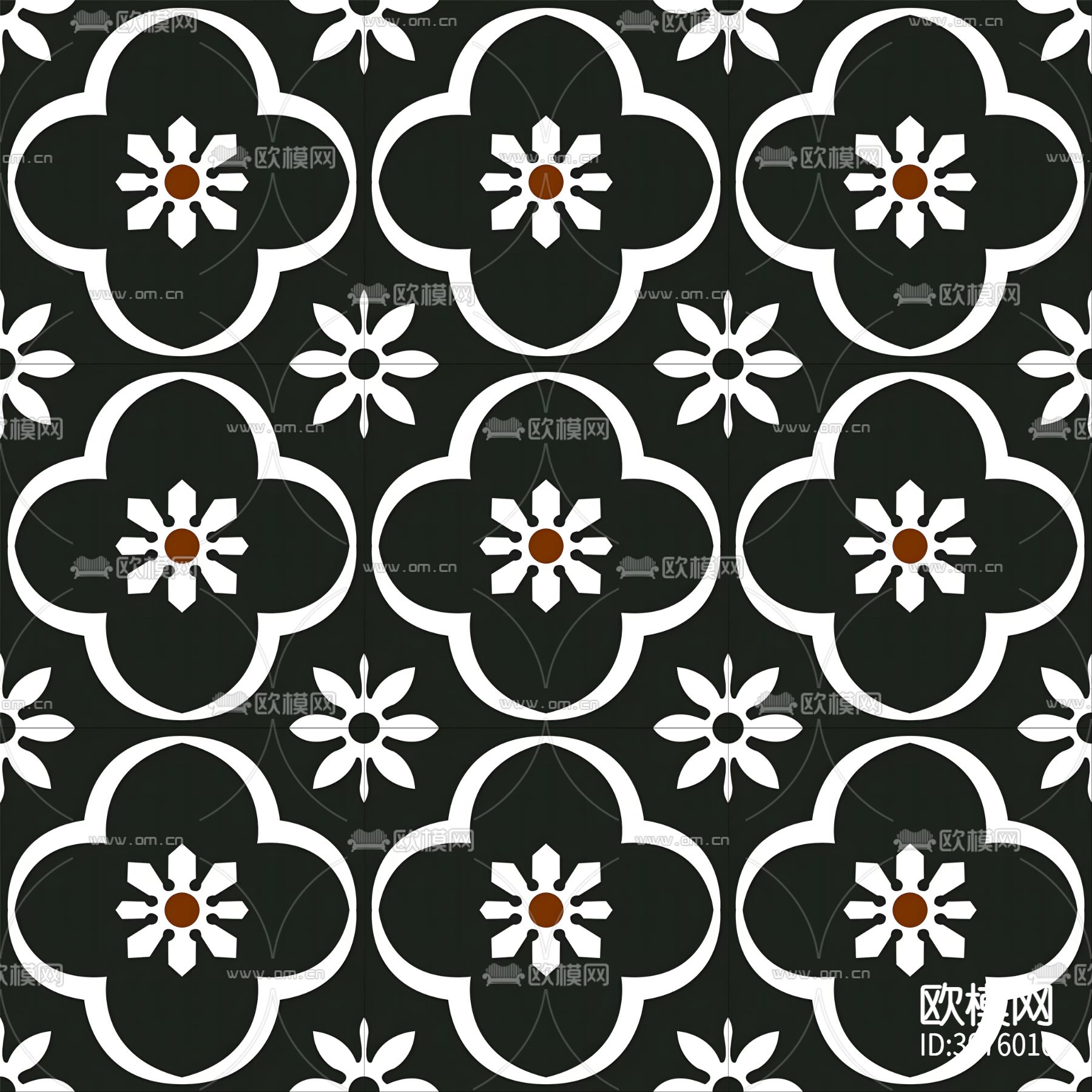 现代简约黑白拼花瓷砖 花砖贴图下载