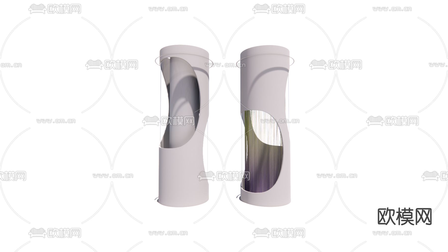 现代造型柱子 装饰柱 圆柱子su模型下载（渲染图2）