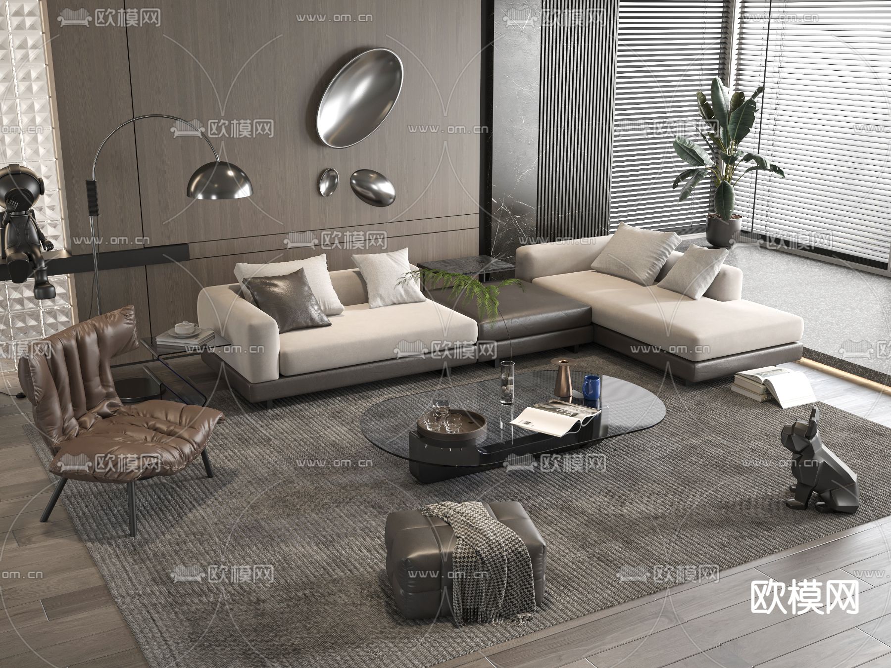 Minotti 组合沙发su模型下载（渲染图2）