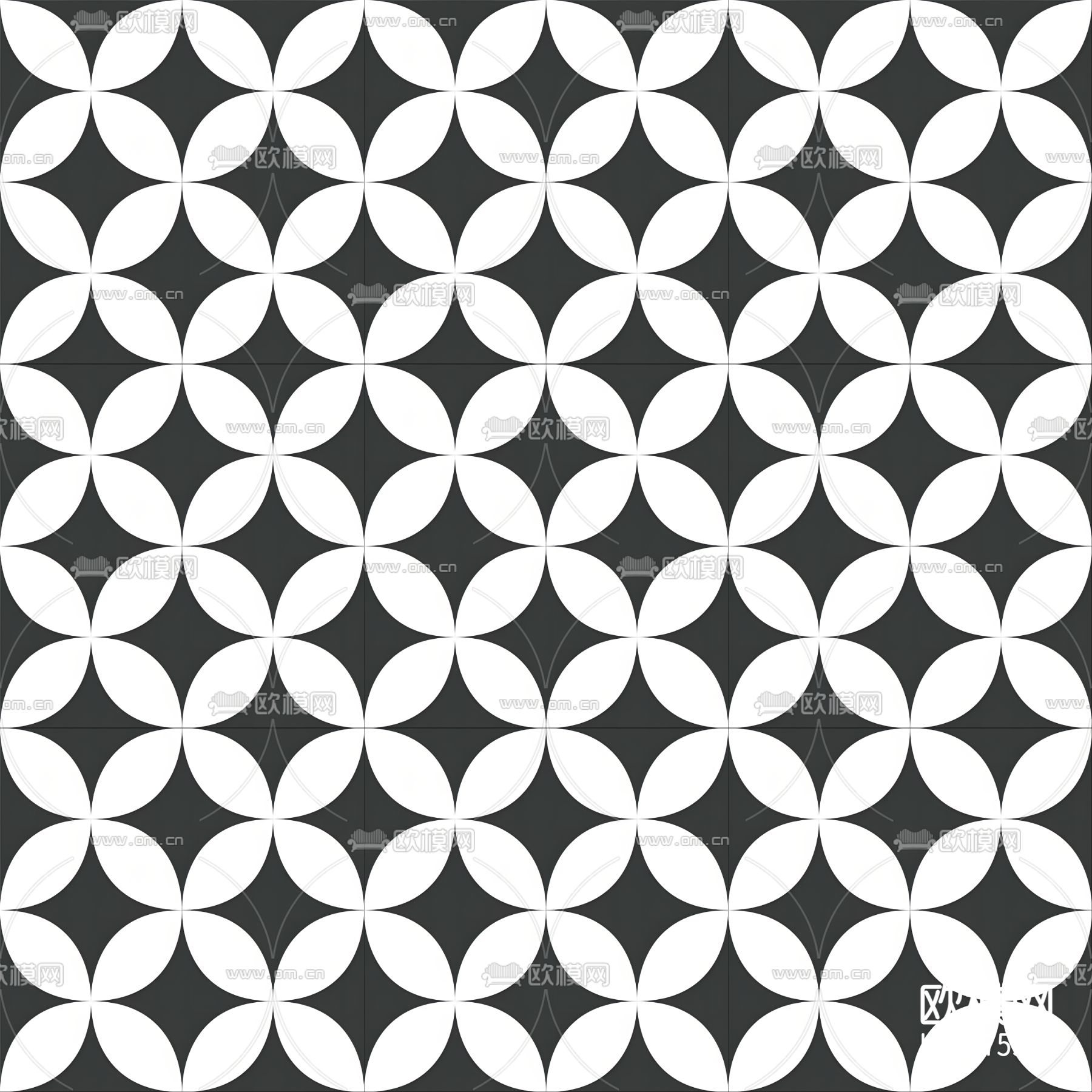 现代简约黑白拼花瓷砖 花砖贴图下载