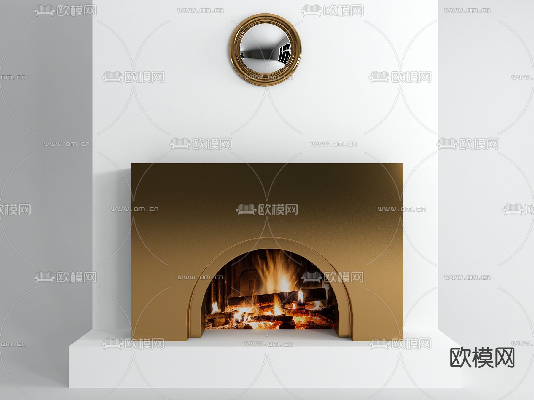 简约壁炉 火焰 柴火堆3d模型下载