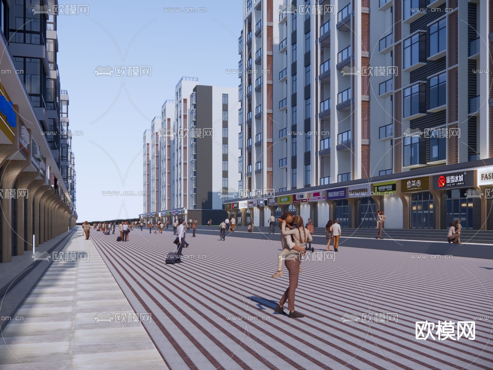 商业街su模型下载（渲染图3）