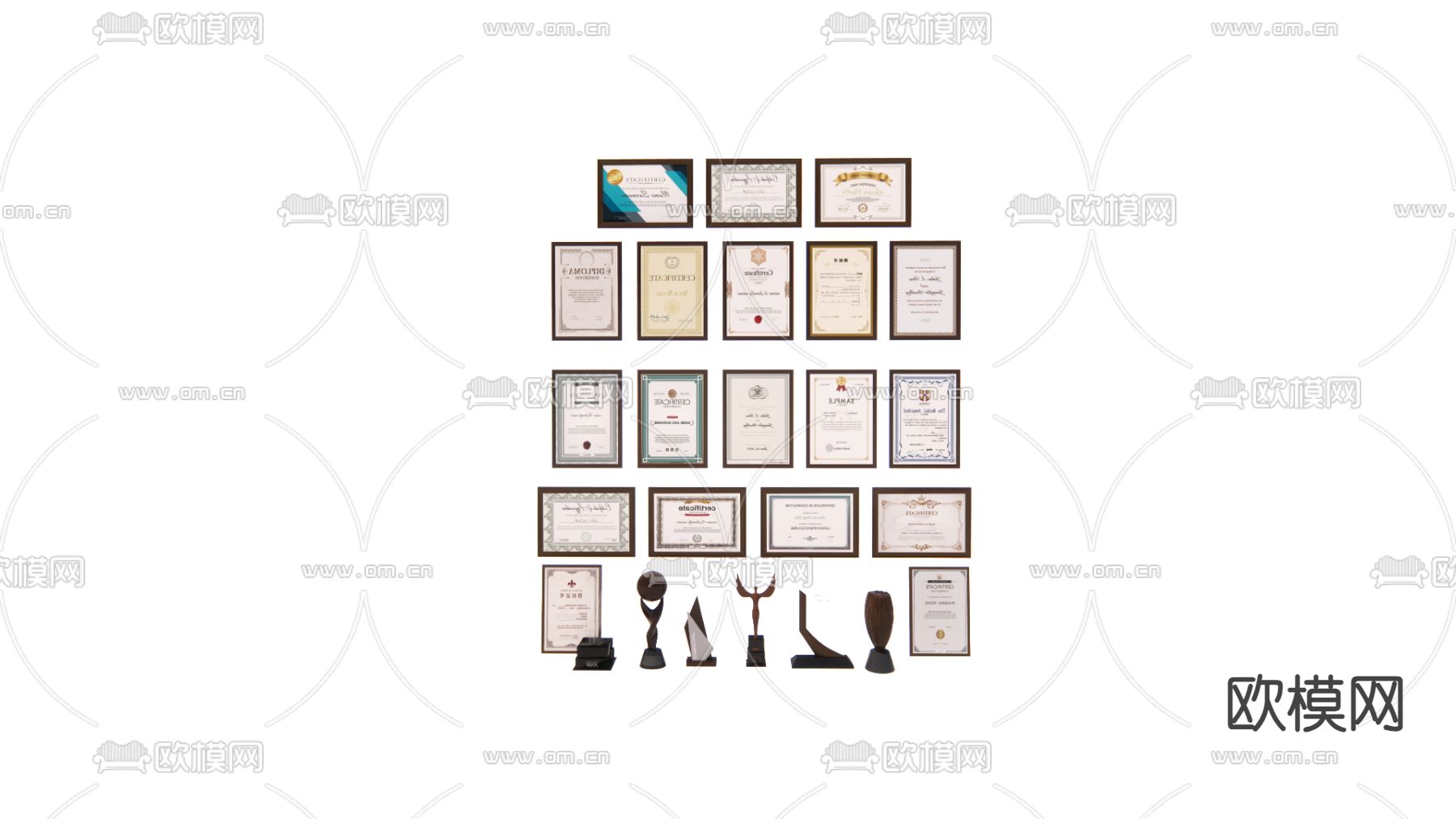 荣誉 奖牌 奖杯su模型下载（渲染图2）