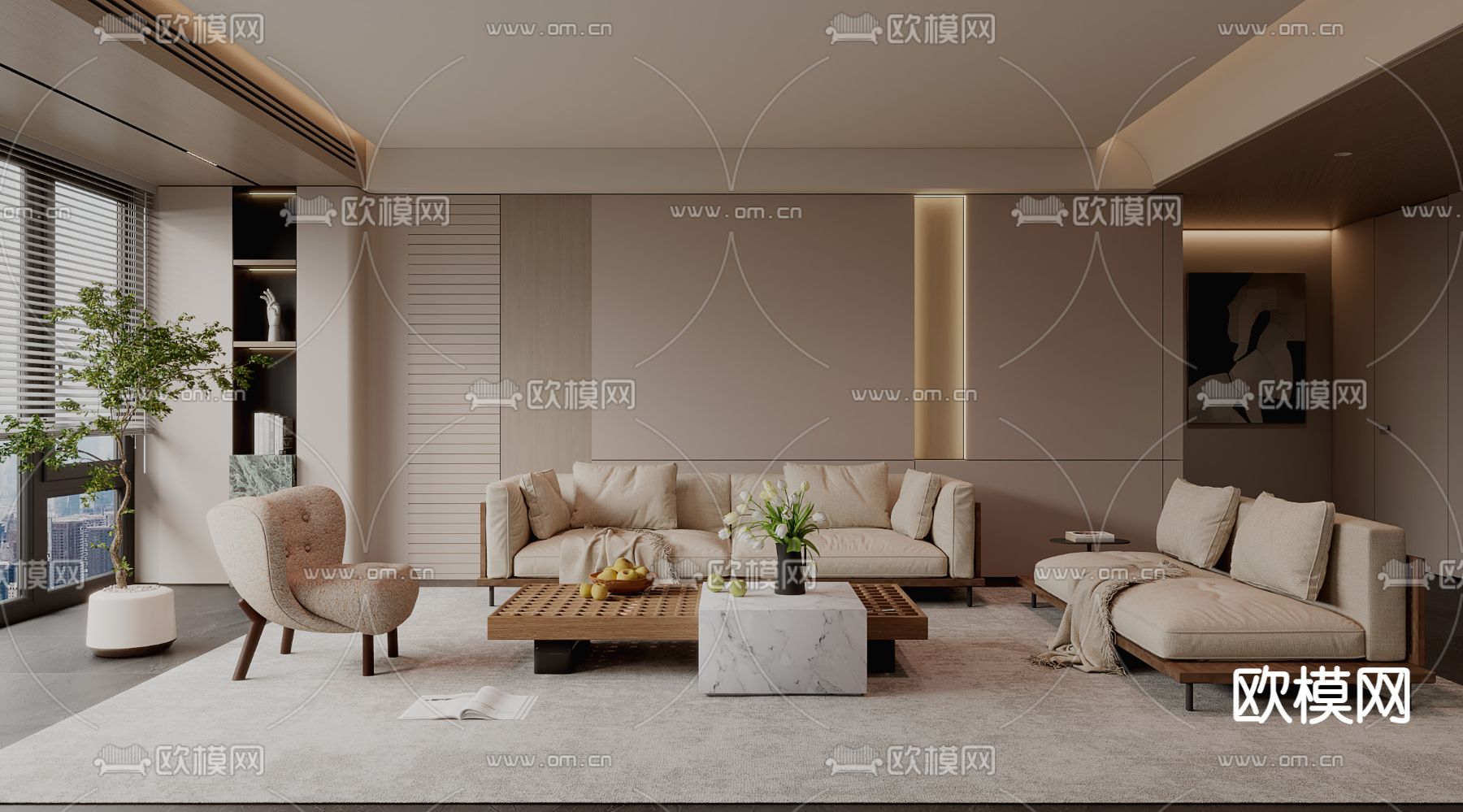 侘寂客厅3d模型下载