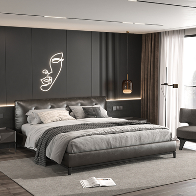  Minotti 双人床su模型 
