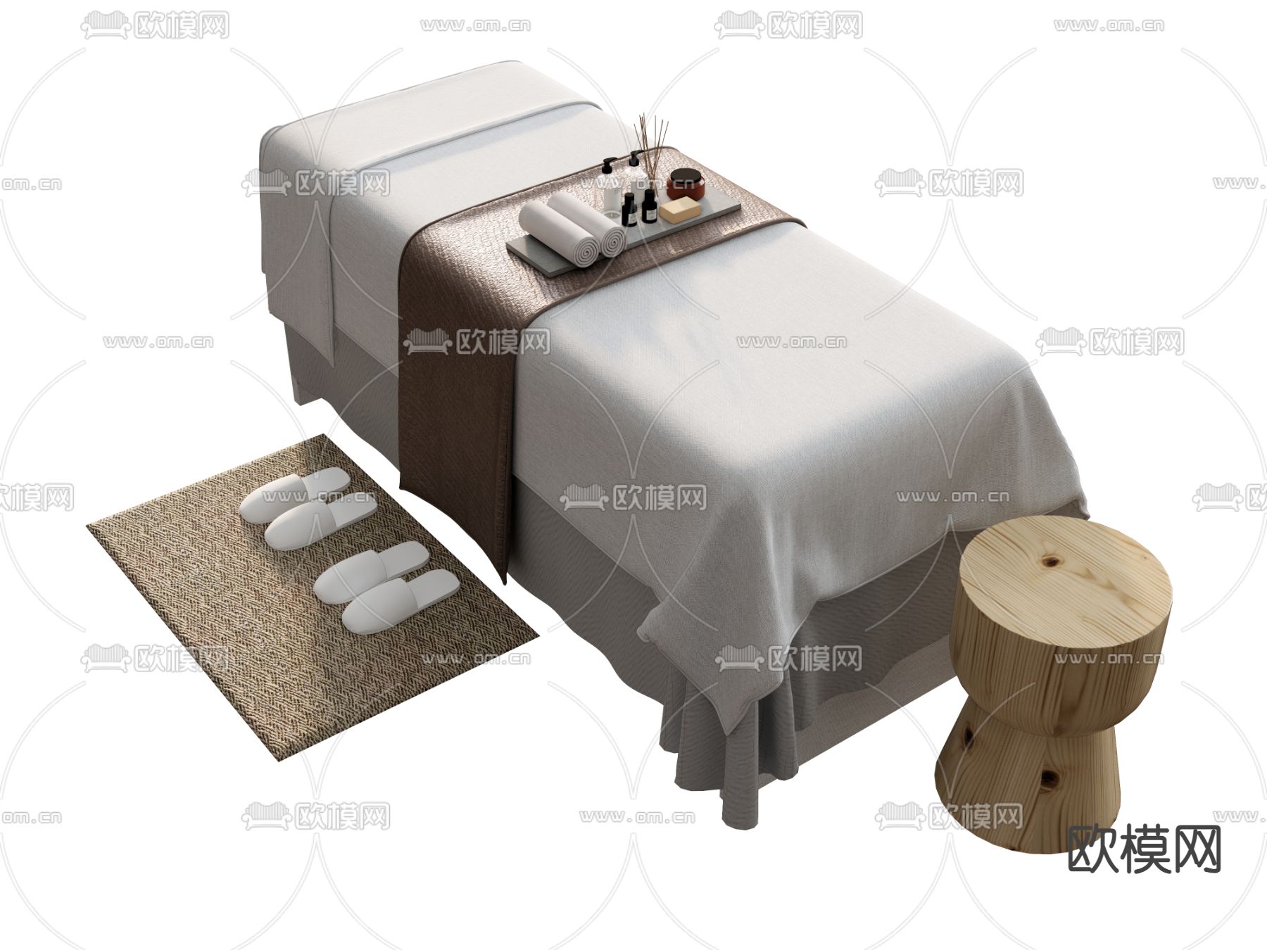 单人床 按摩床su模型下载（渲染图2）