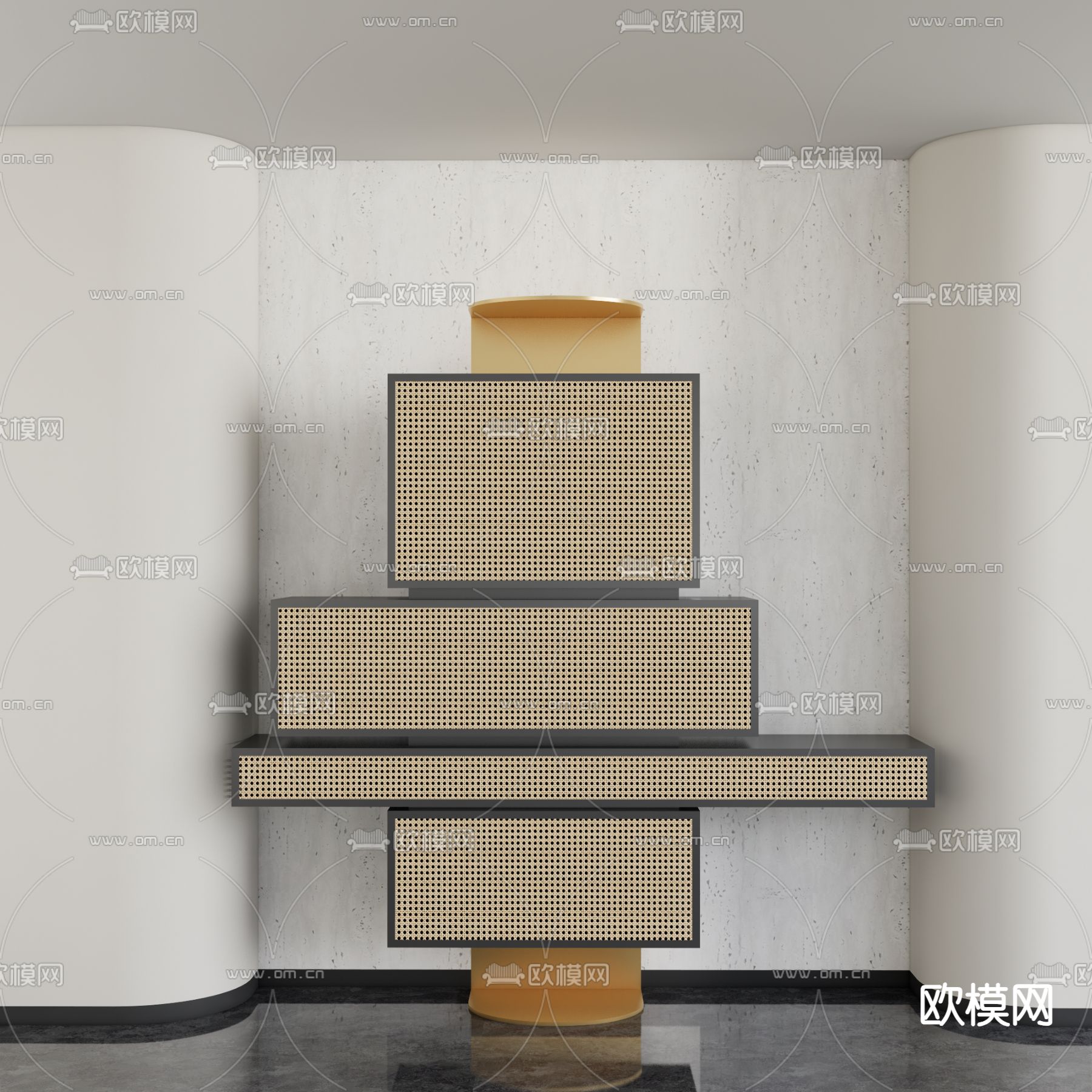 现代玄关柜 装饰柜su模型下载（渲染图2）