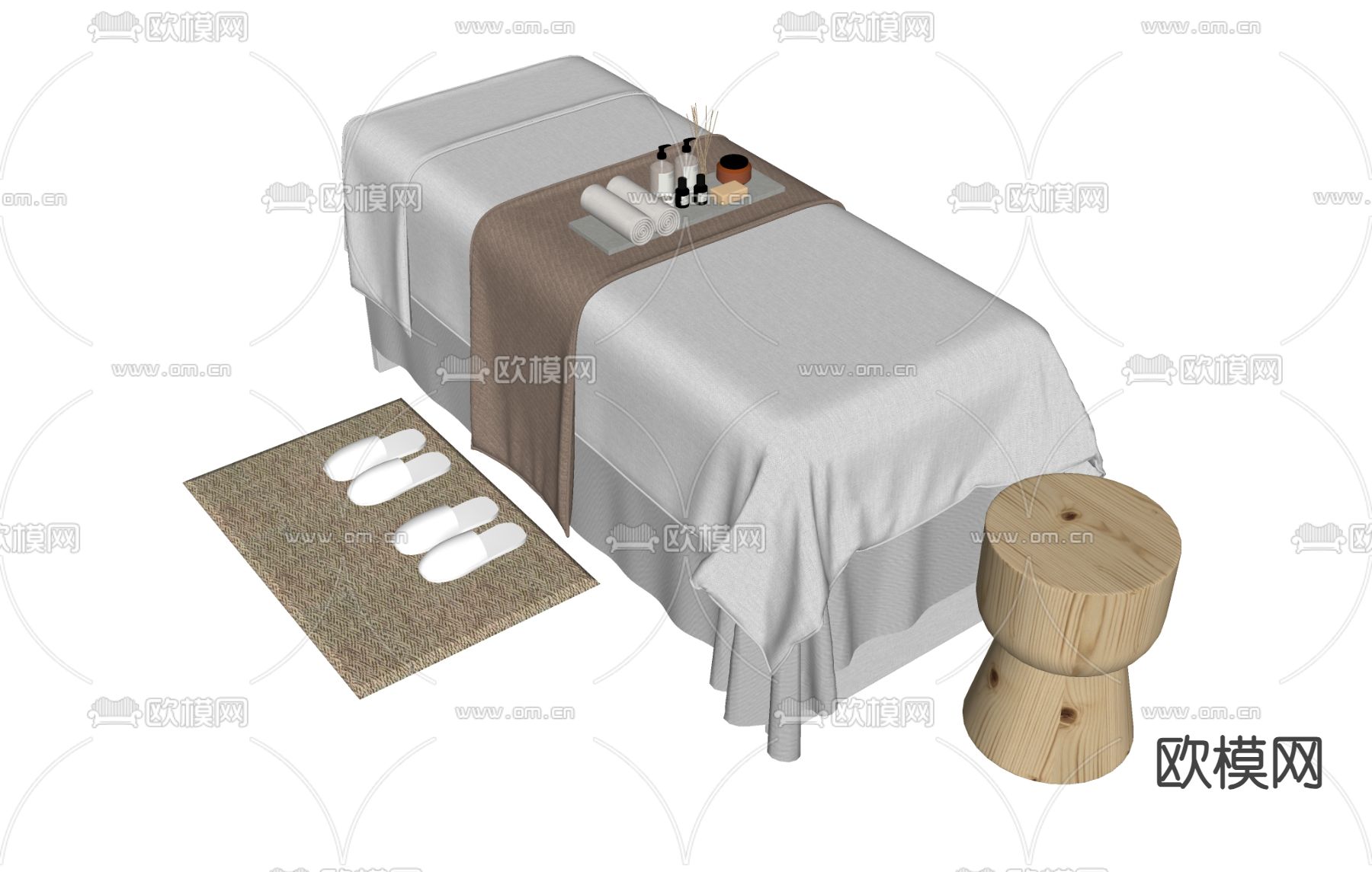 单人床 按摩床su模型下载（渲染图1）