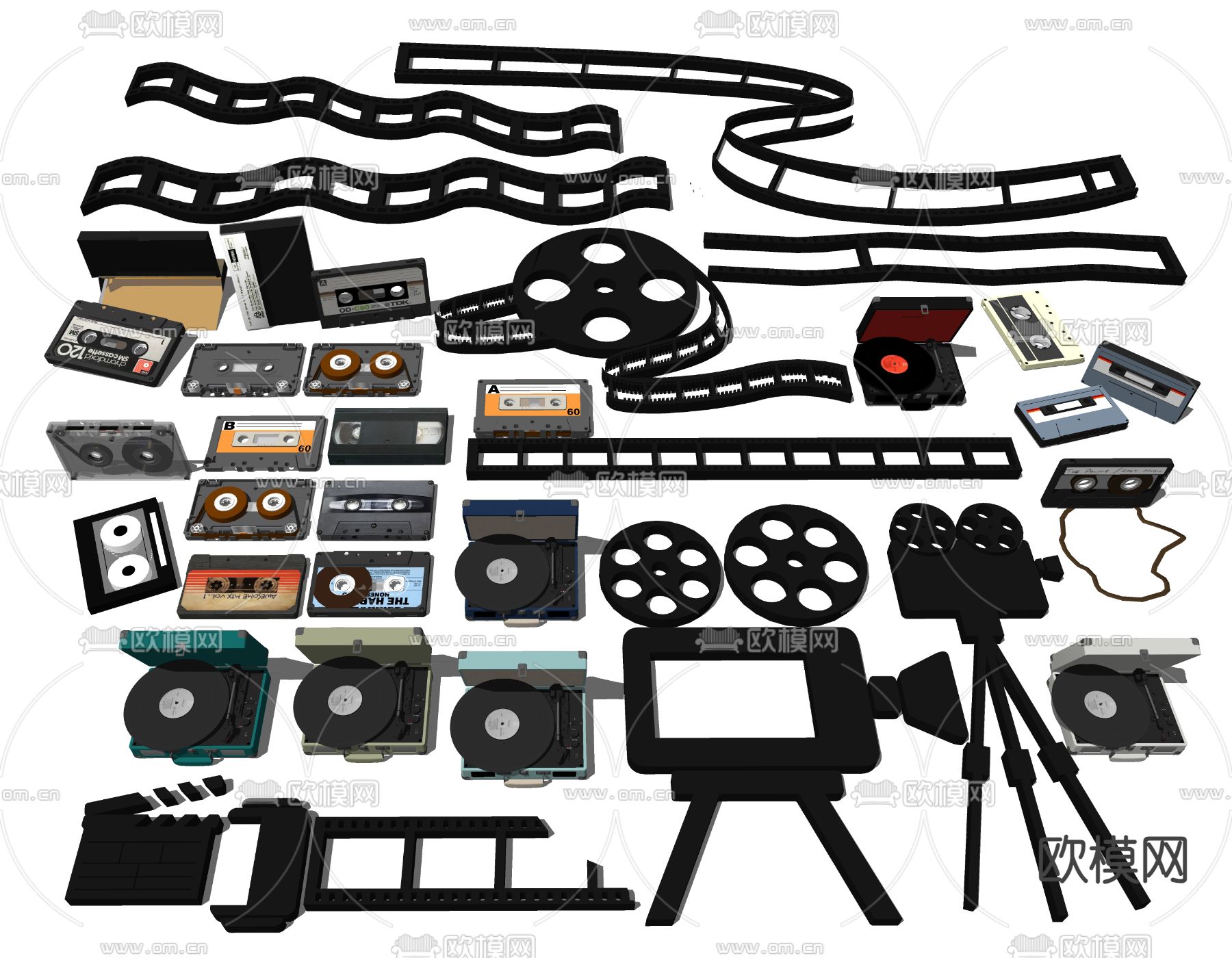 卡带 光盘 场记板 拍戏道具 影碟 老物件su模型