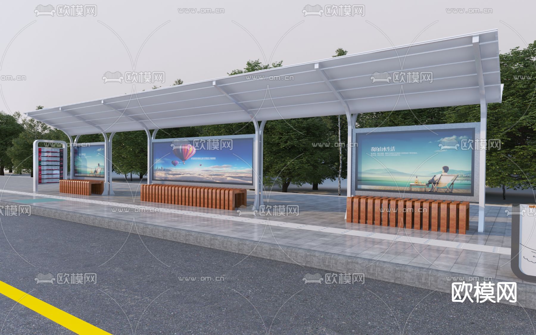 公交站 车站 候车亭3d模型下载