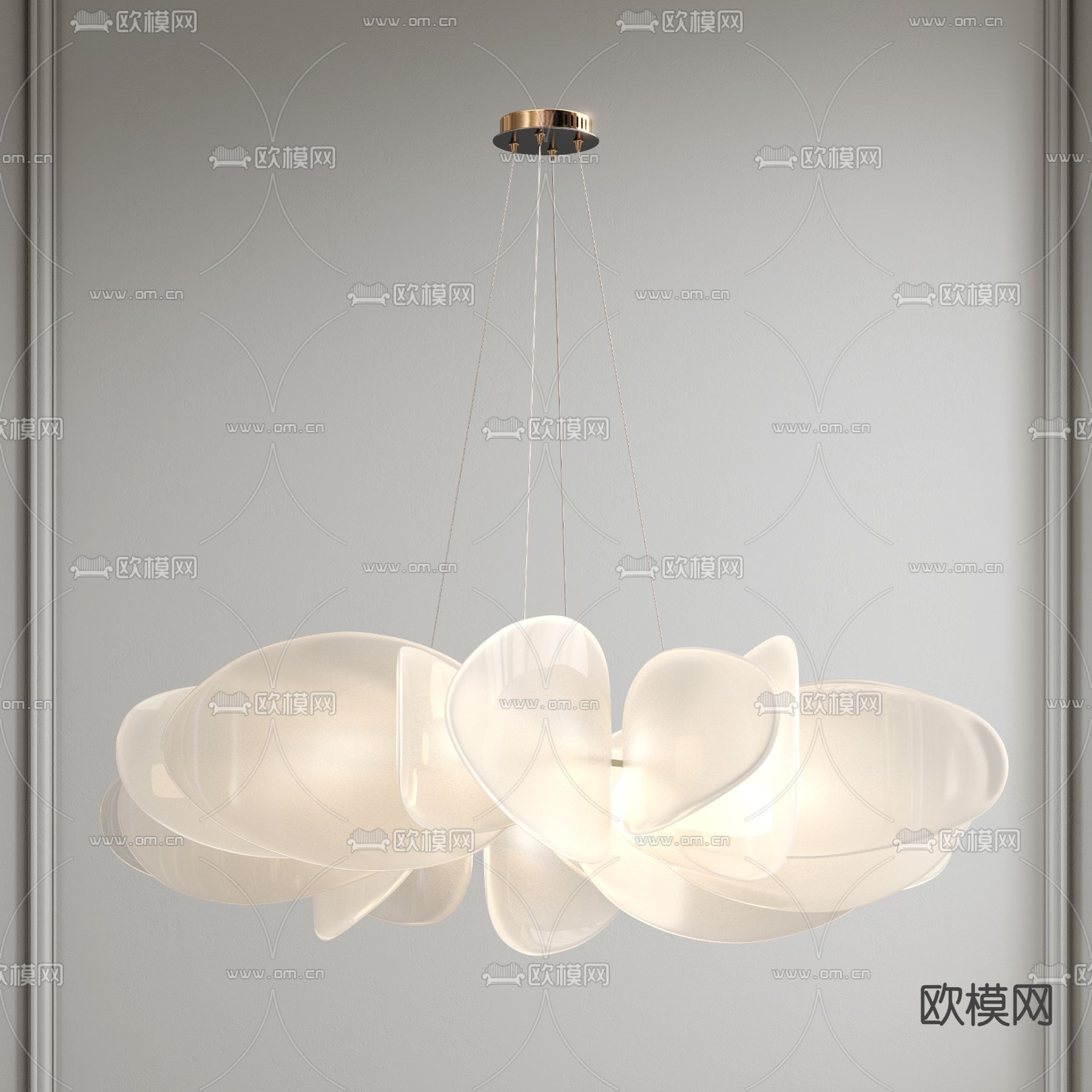 奶油风花瓣吊灯su模型下载（渲染图2）