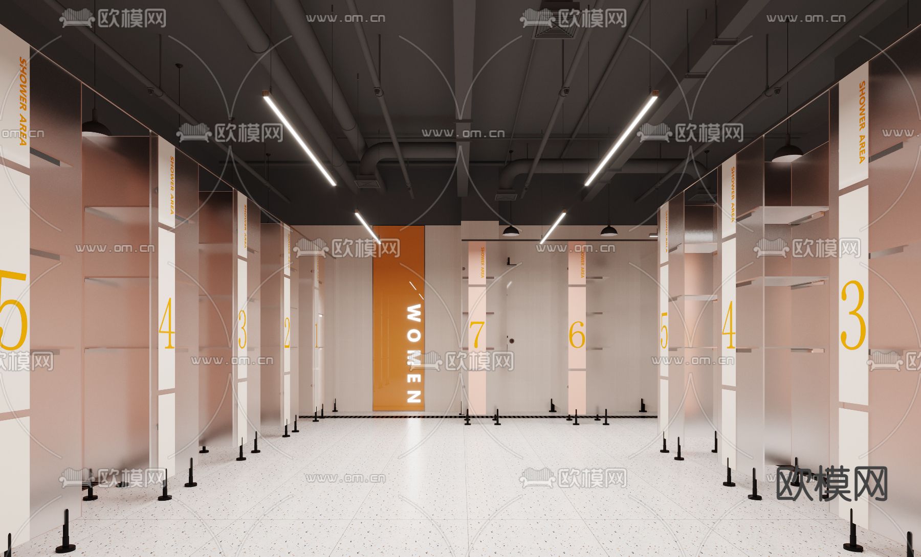 洗浴中心 公共淋浴间 水疗水会3d模型下载