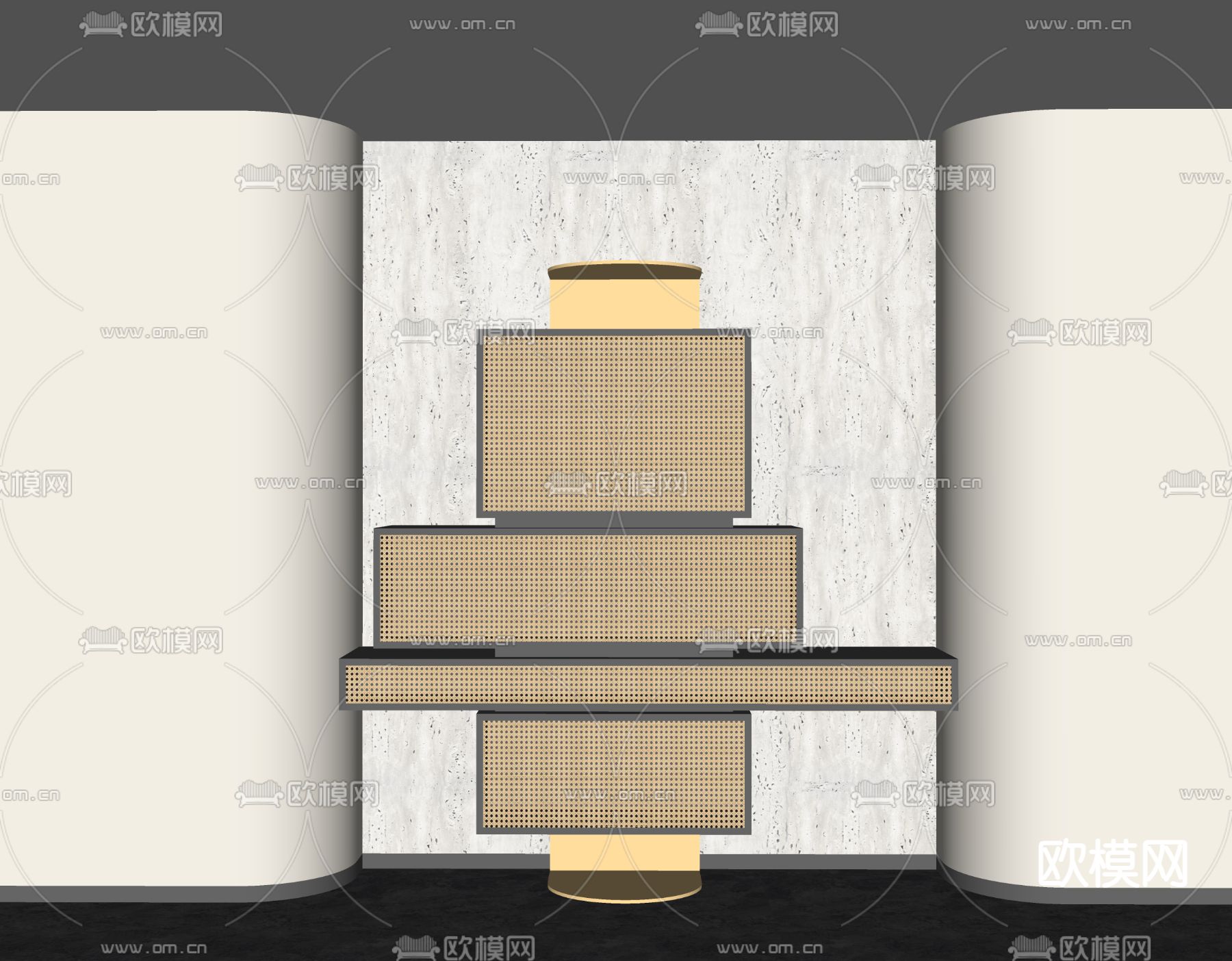 现代玄关柜 装饰柜su模型下载（渲染图1）