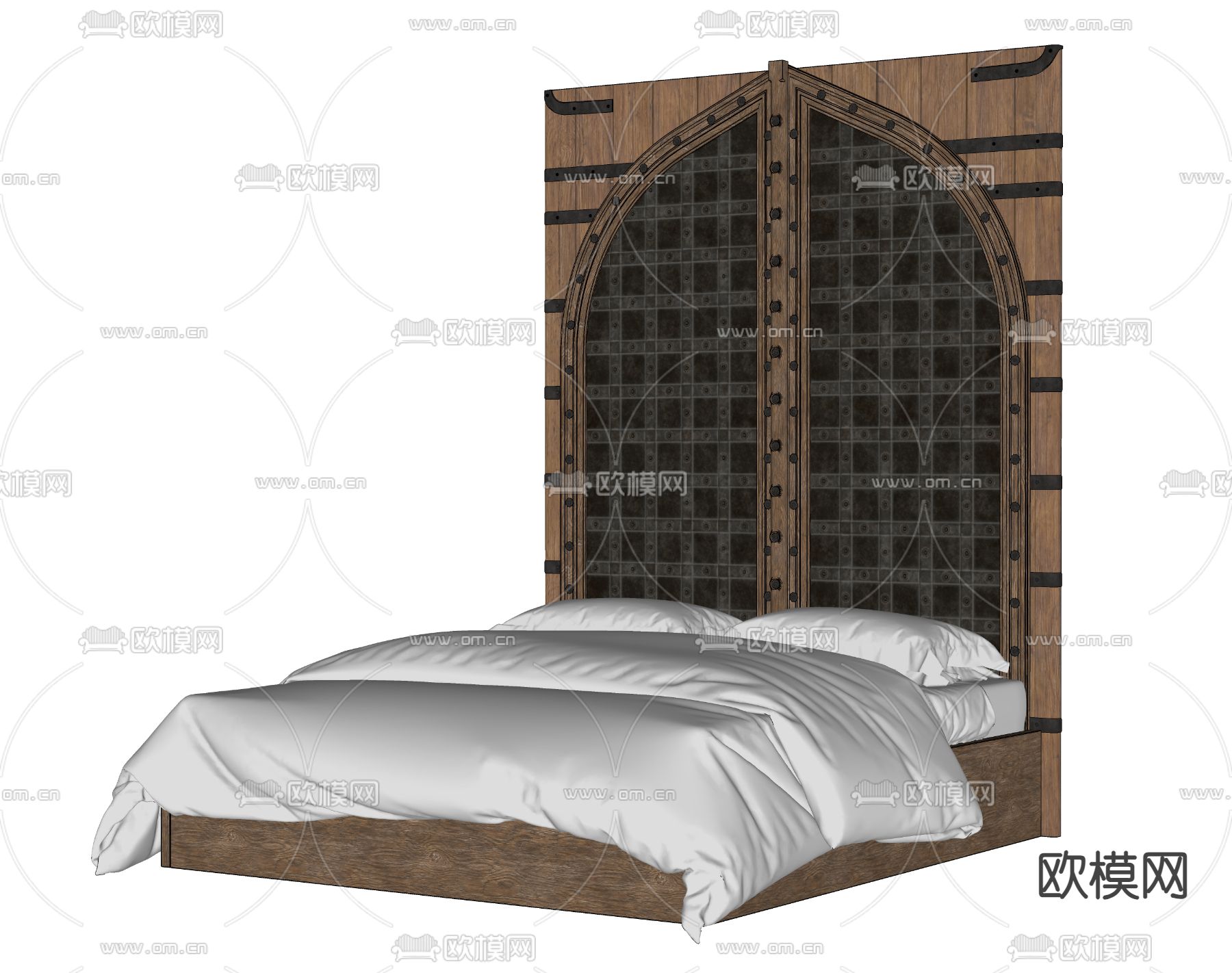 印度堡垒床 双人床su模型