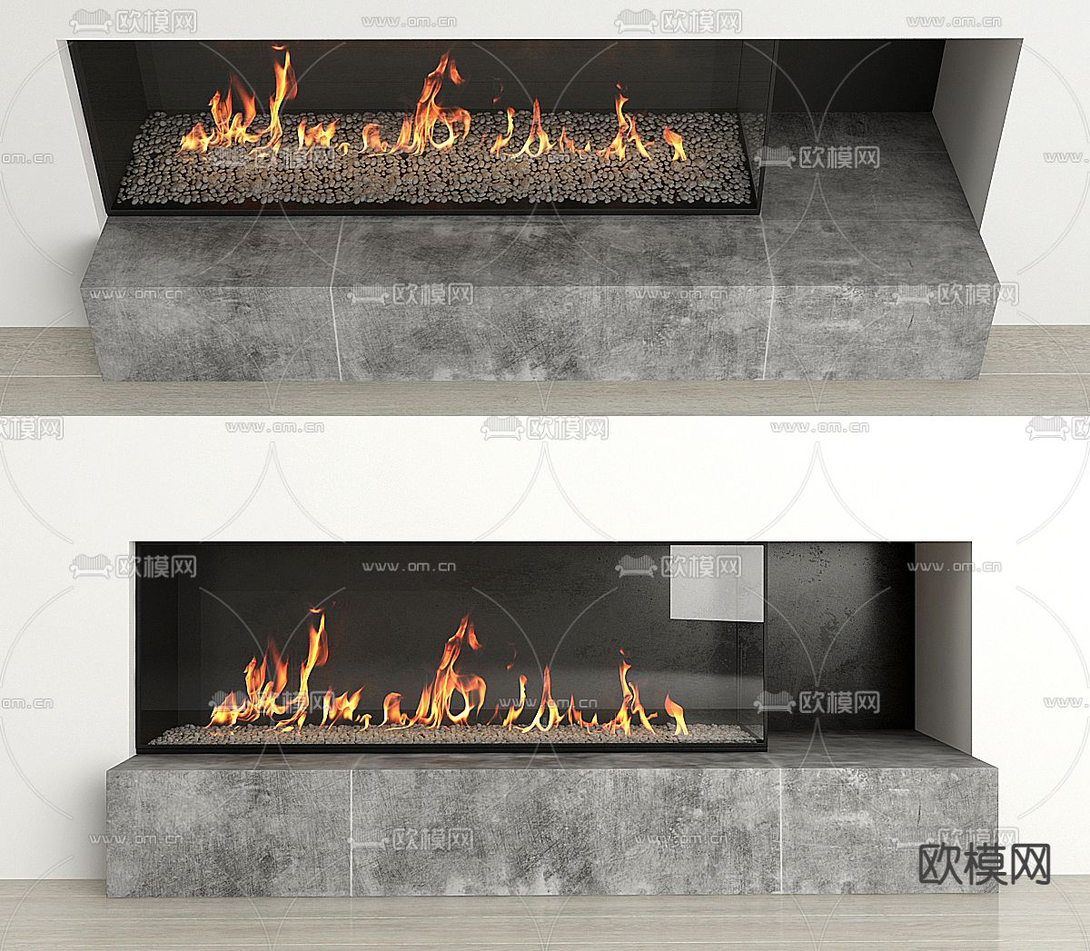 嵌入式壁炉 火炉 火焰3d模型下载