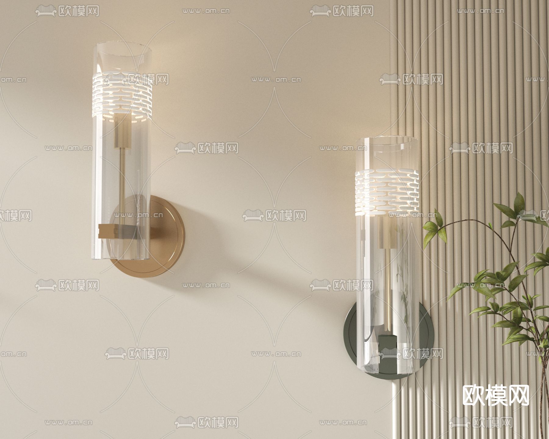 现代壁灯su模型下载（渲染图2）