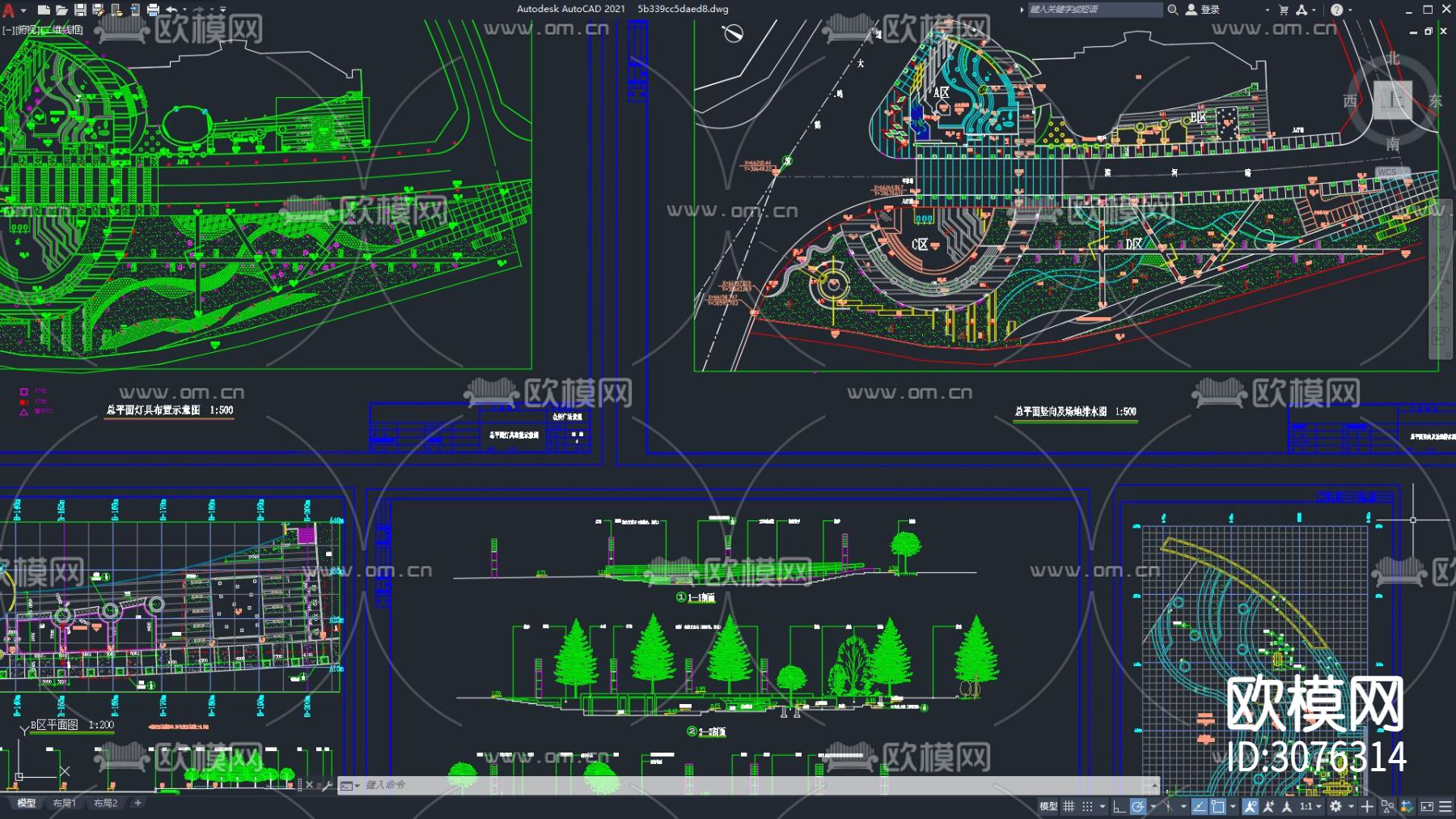 广场景观设计 广场公园cad施工图下载（渲染图4）