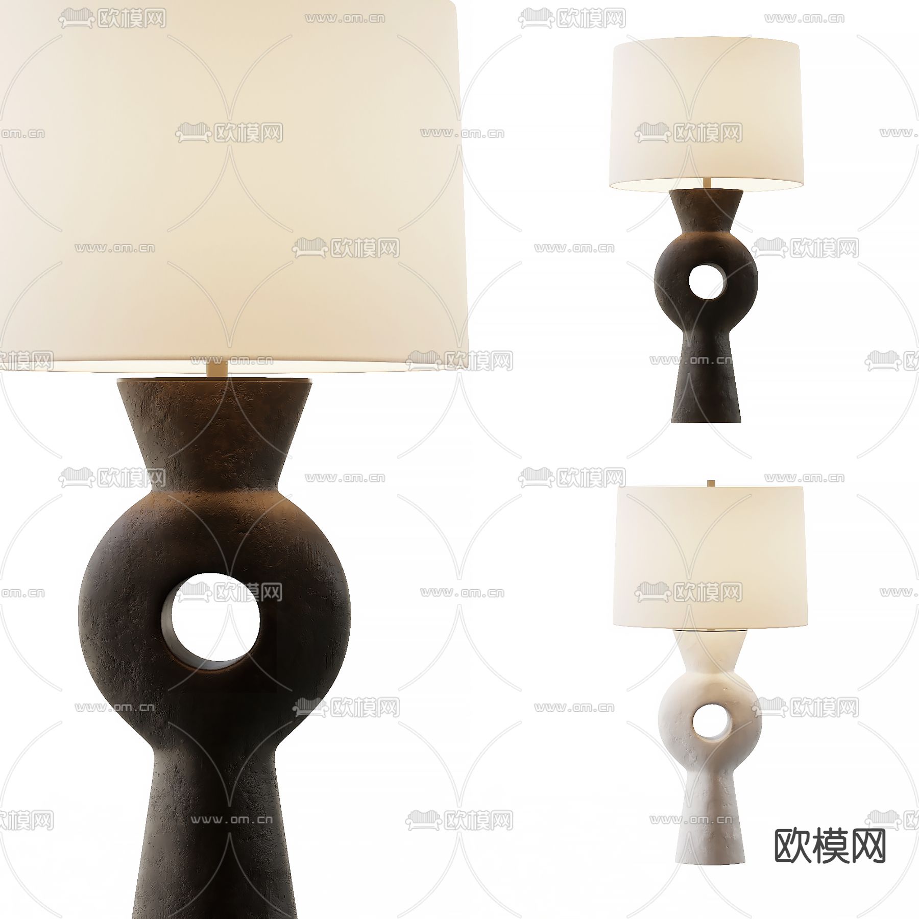 侘寂台灯 陶土台灯3d模型下载
