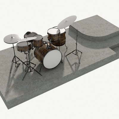  现代架子鼓 乐器su模型 
