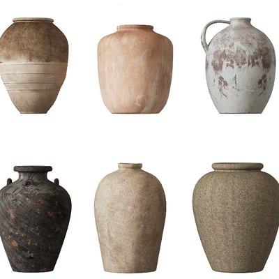  侘寂陶瓷摆件su模型 