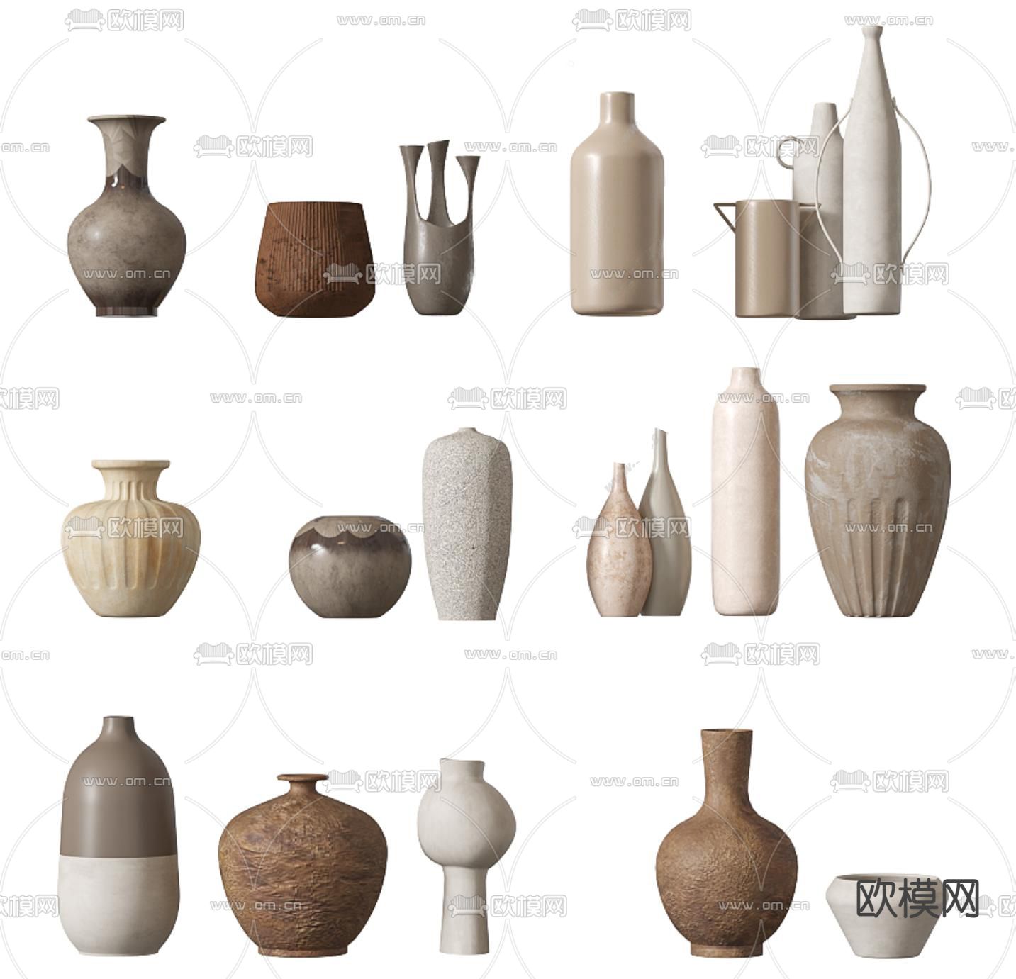 侘寂风陶瓷摆件su模型下载（渲染图2）