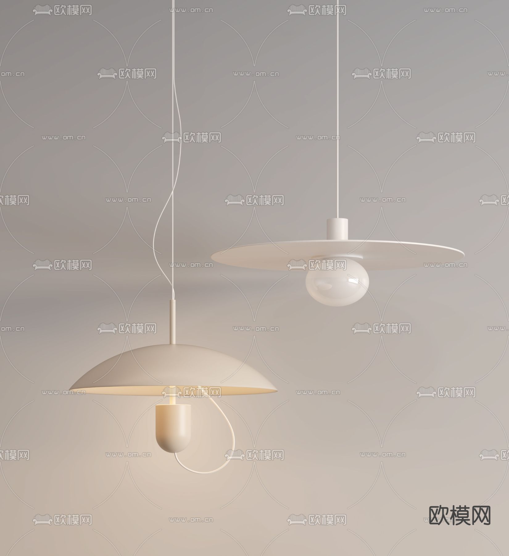 奶油风小吊灯3d模型下载