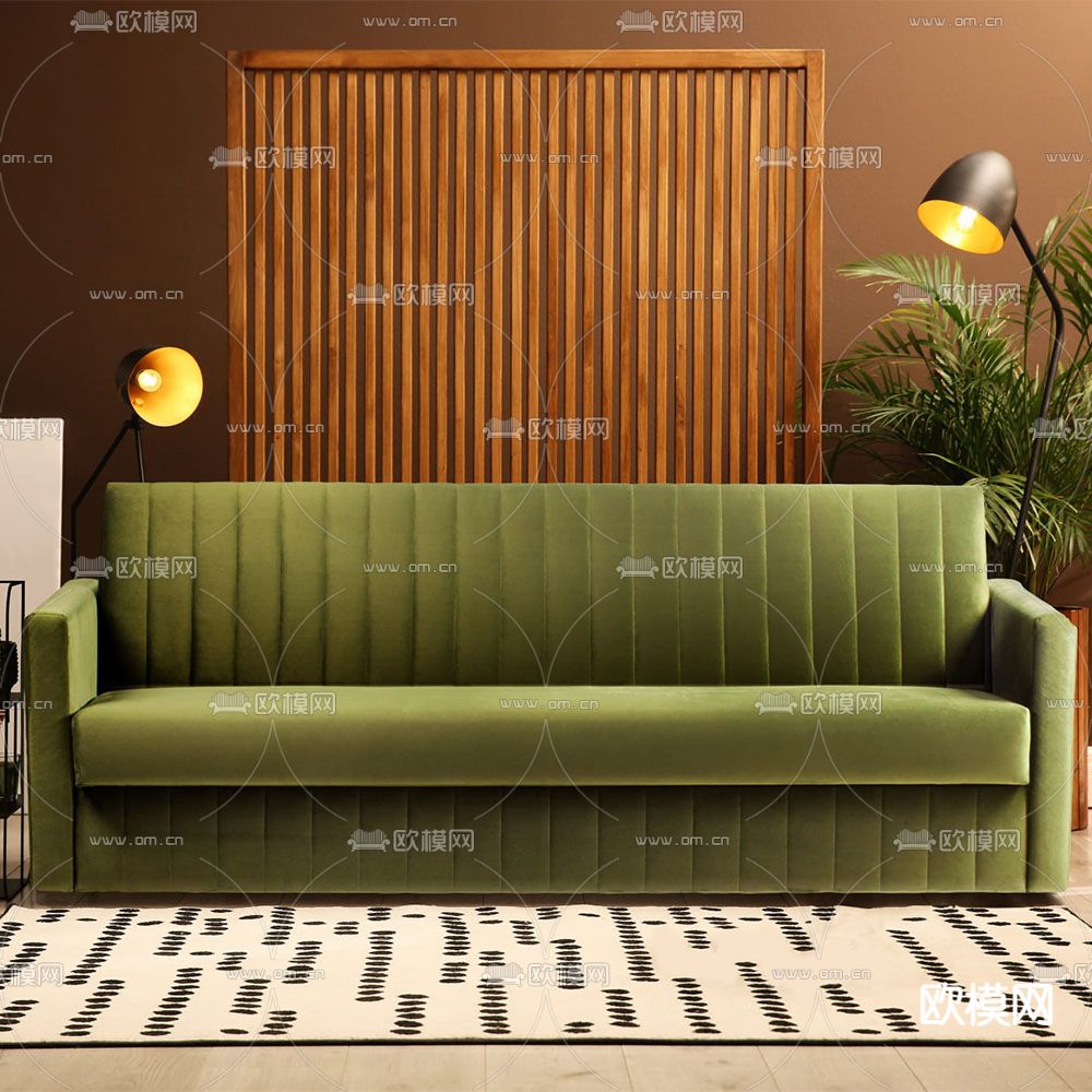 Scandicsofa 双人沙发 绿色沙发3d模型下载（渲染图1）