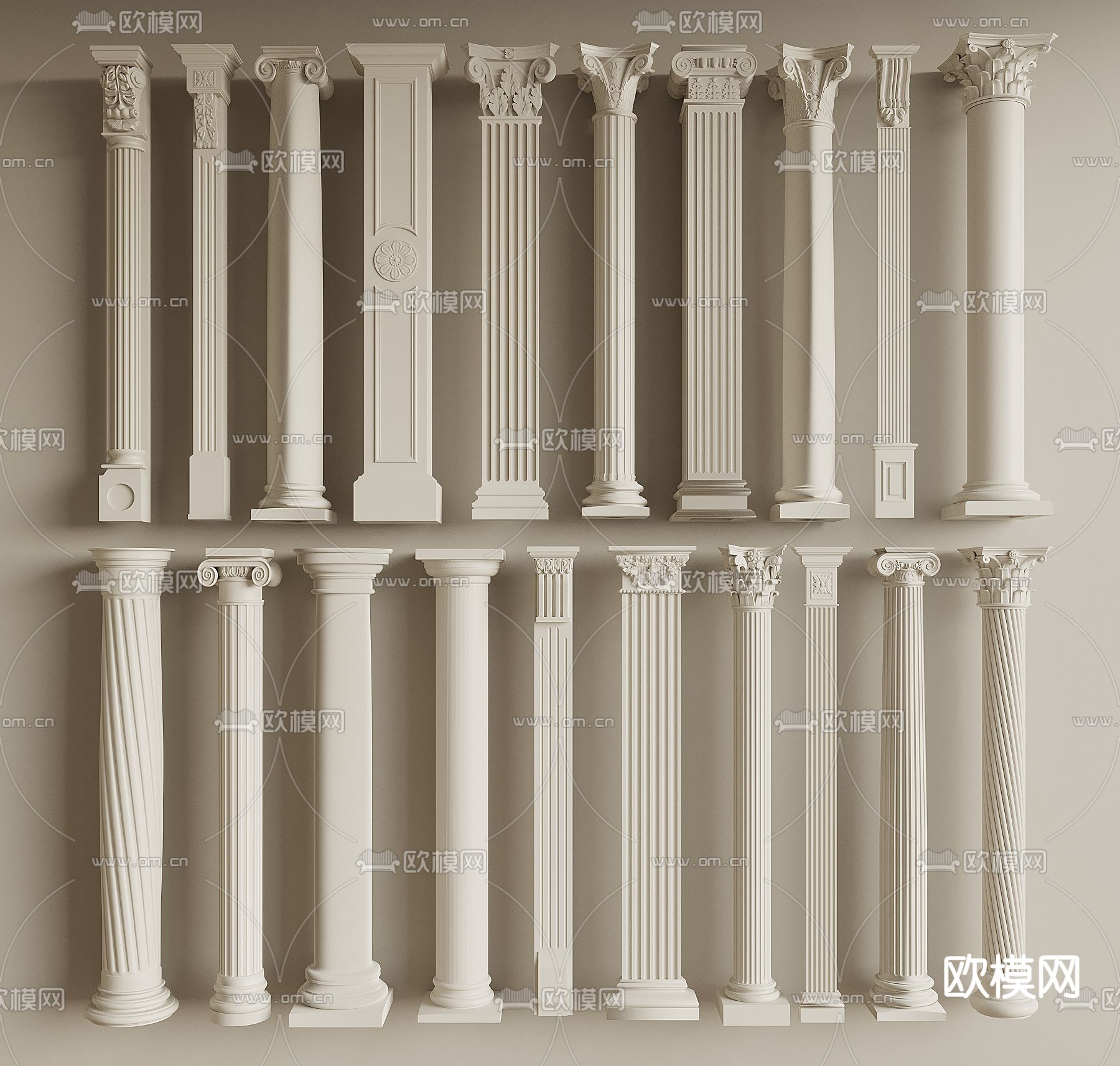 欧式柱子 石膏柱 门庭柱 罗马柱3d模型下载