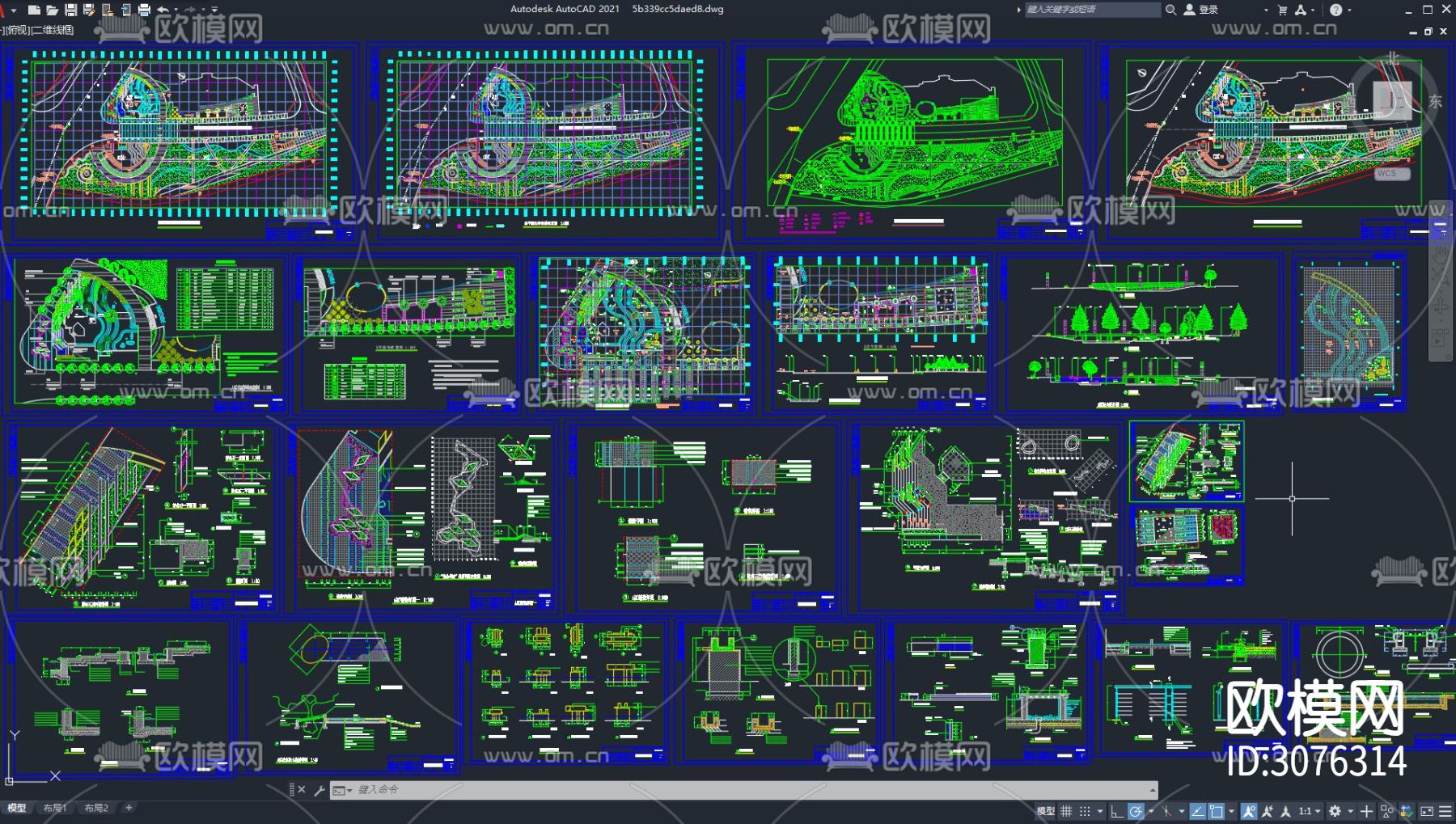 广场景观设计 广场公园cad施工图下载（渲染图1）