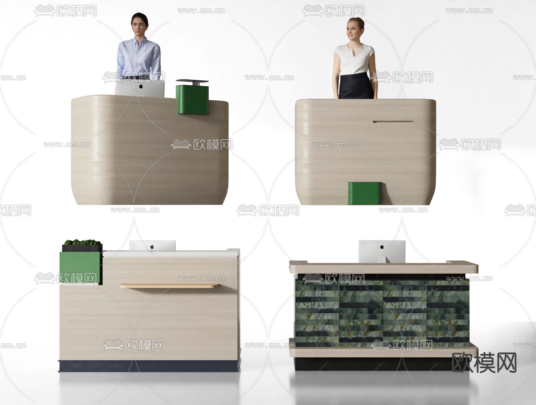 酒店前台 接待台 收银台 服务台3d模型下载