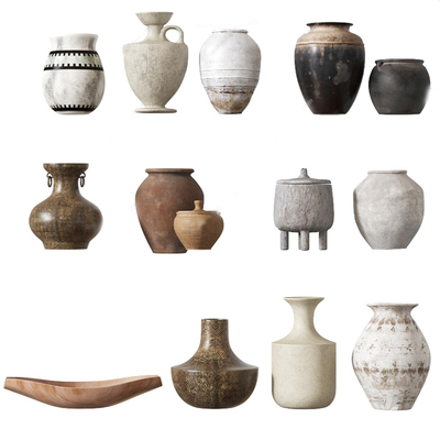  侘寂陶瓷摆件su模型 