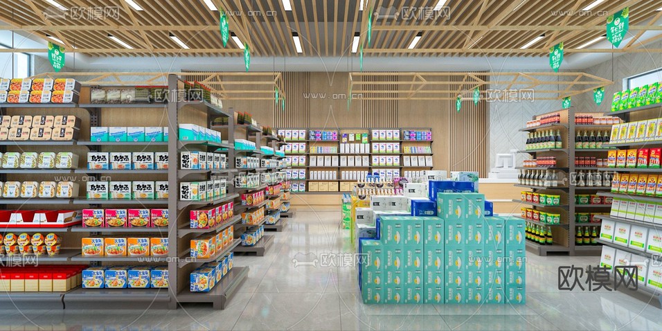 百货超市 农贸市场3d模型下载(渲染图4)