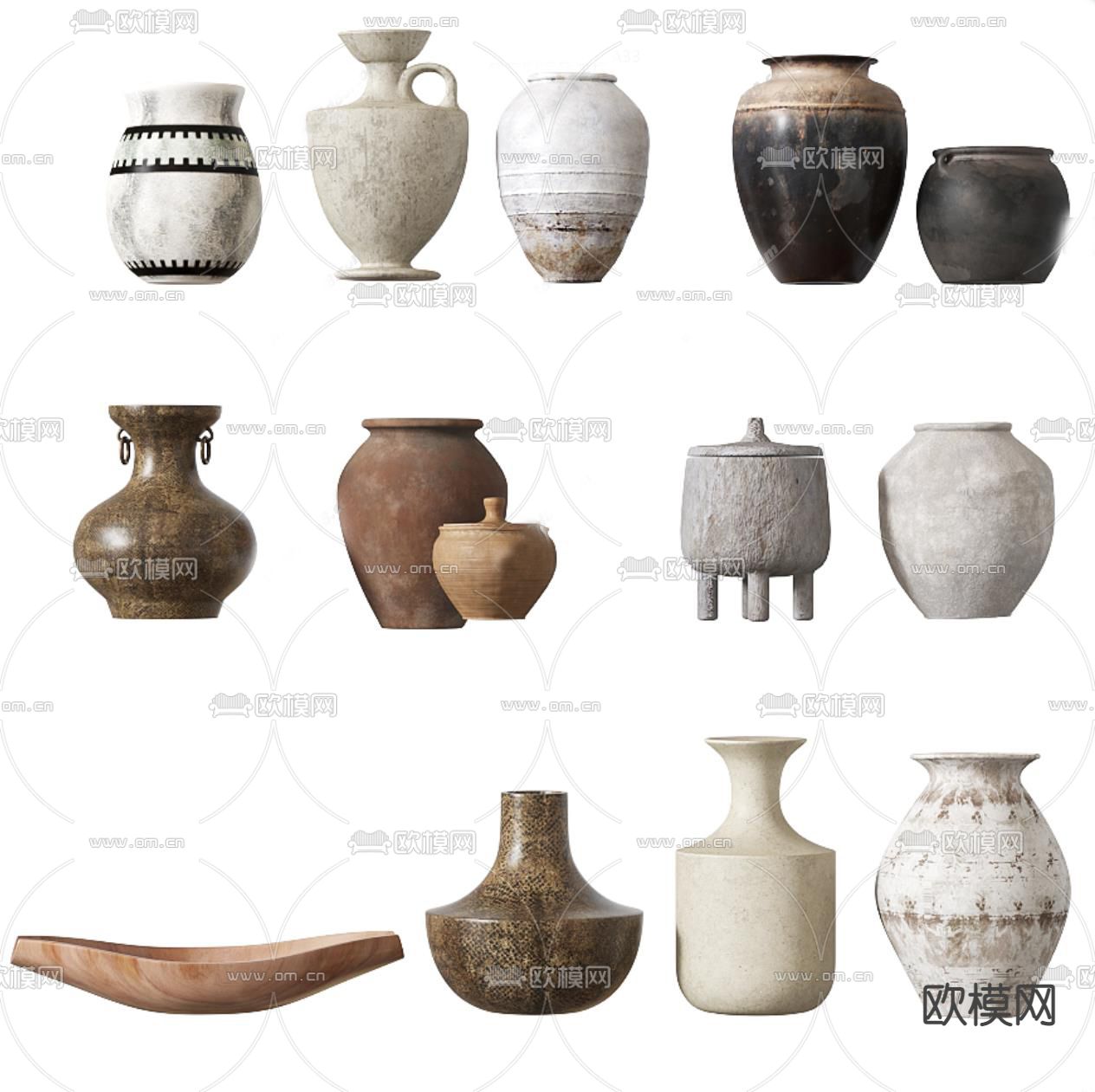 侘寂陶瓷摆件su模型下载（渲染图2）