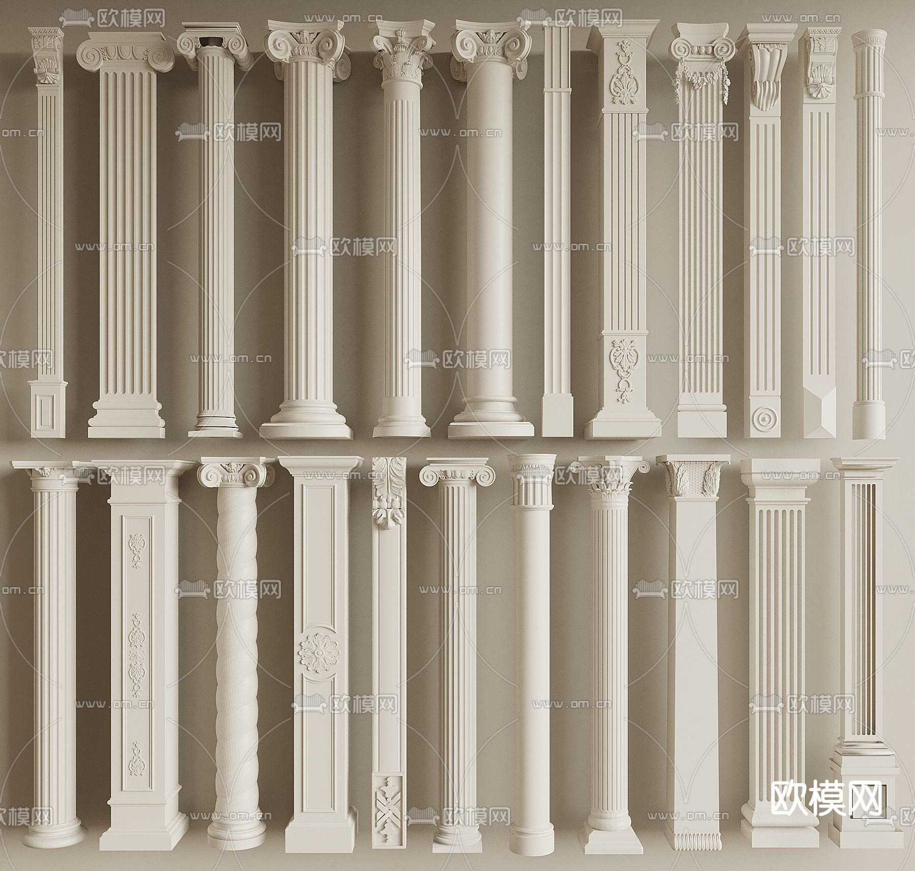 欧式柱子 石膏柱 门庭柱 罗马柱3d模型下载