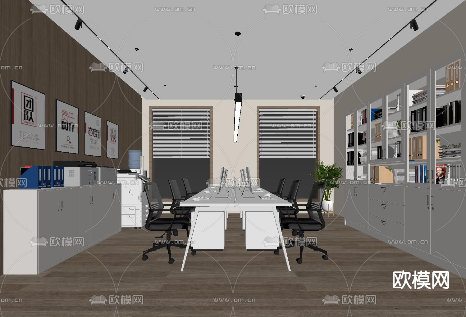 现代办公室su模型下载（渲染图1）