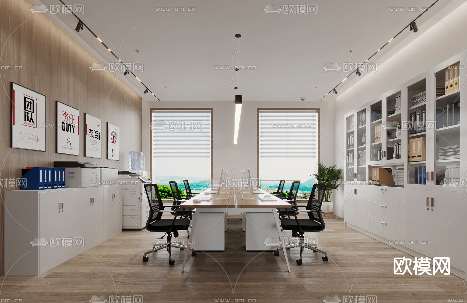 现代办公室su模型下载（渲染图2）