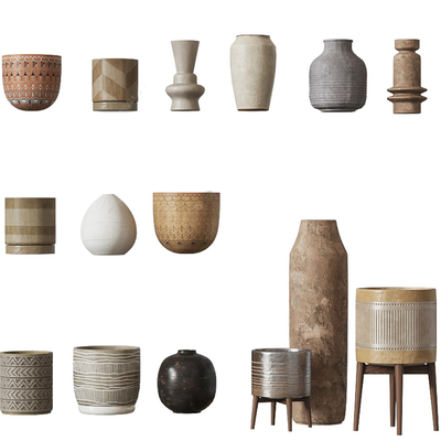  侘寂陶瓷摆件su模型 