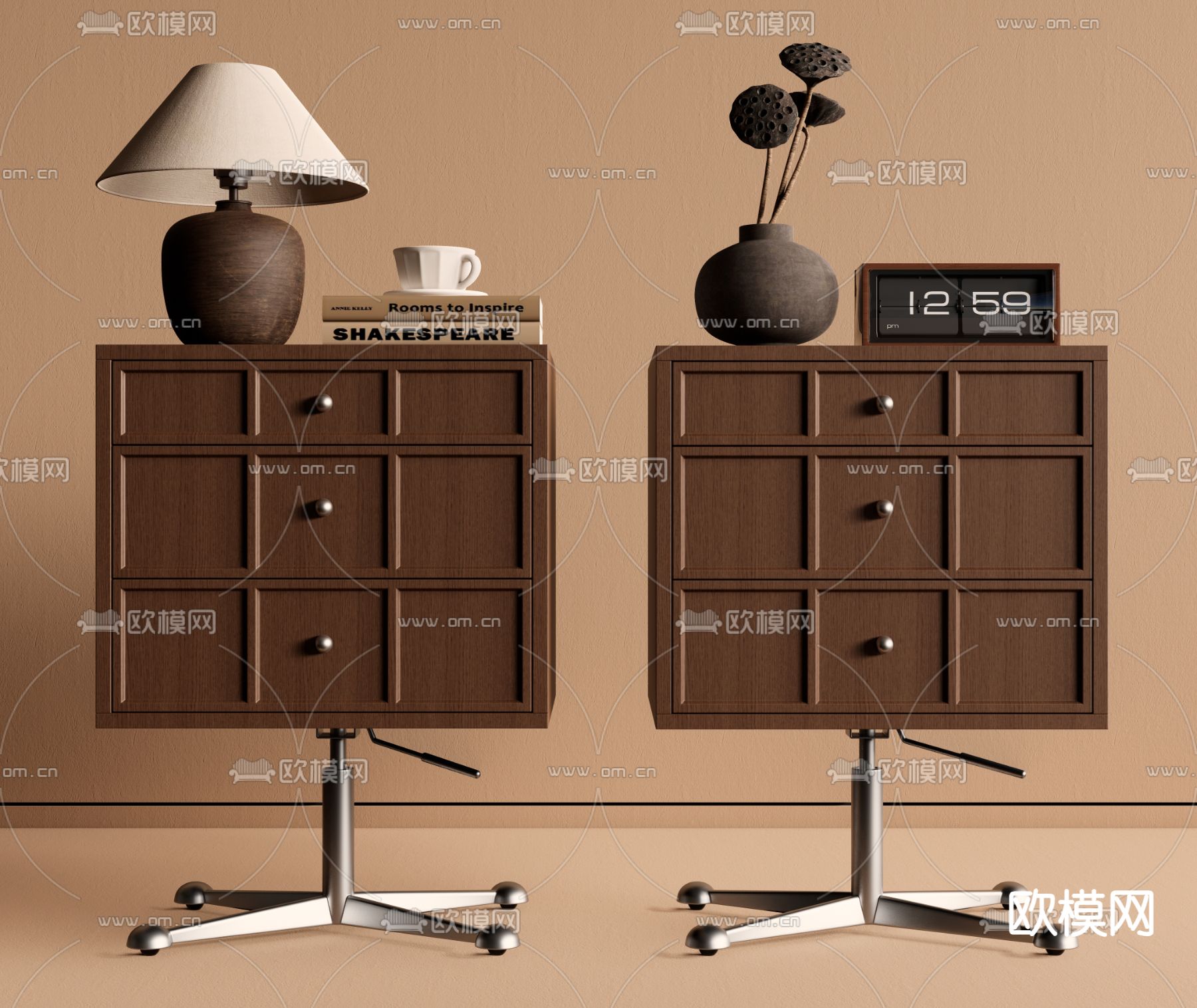 中古床头柜su模型下载（渲染图2）