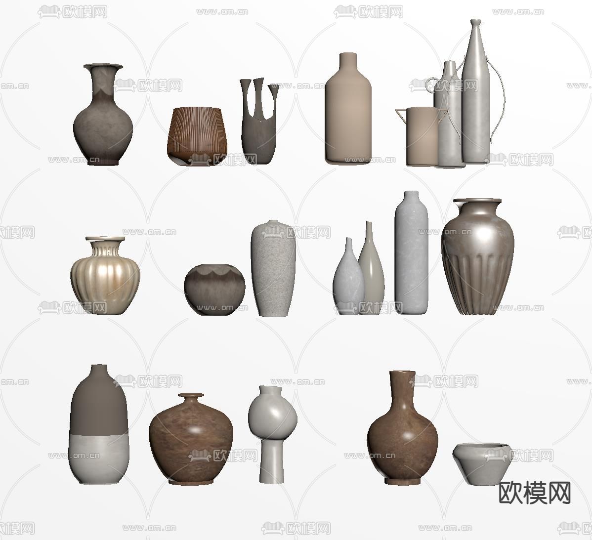 侘寂风陶瓷摆件su模型下载（渲染图1）