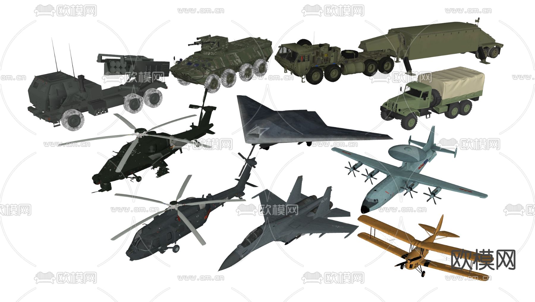 军用飞机 汽车su模型下载（渲染图1）