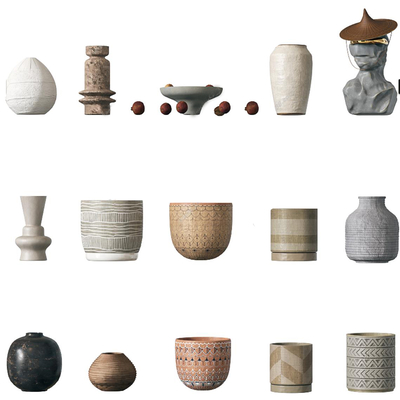  侘寂陶瓷摆件su模型 